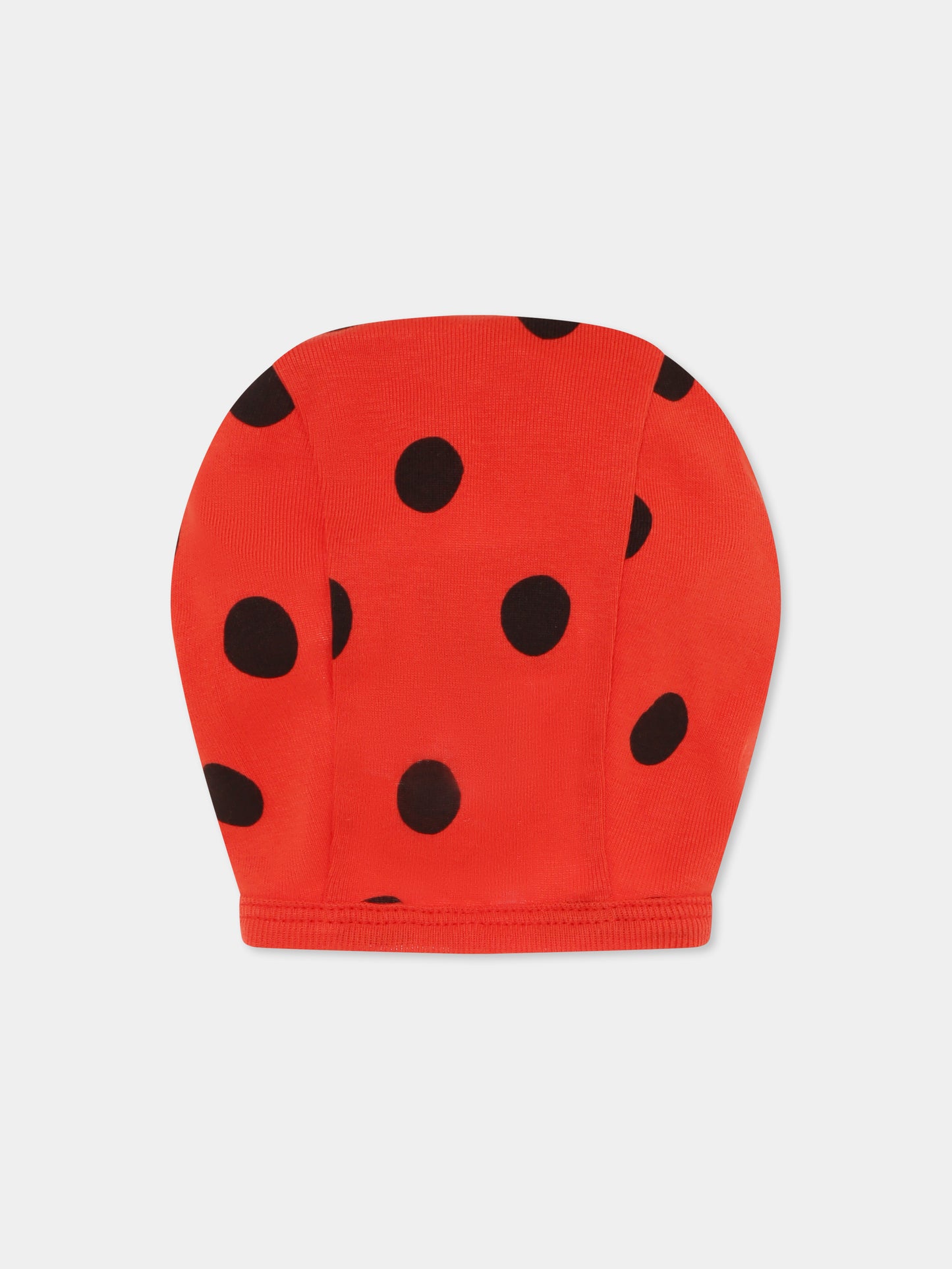 Red hat for baby girl with polka dots