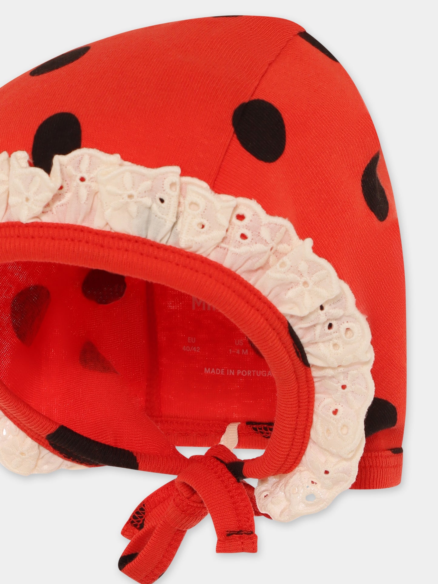Red hat for baby girl with polka dots