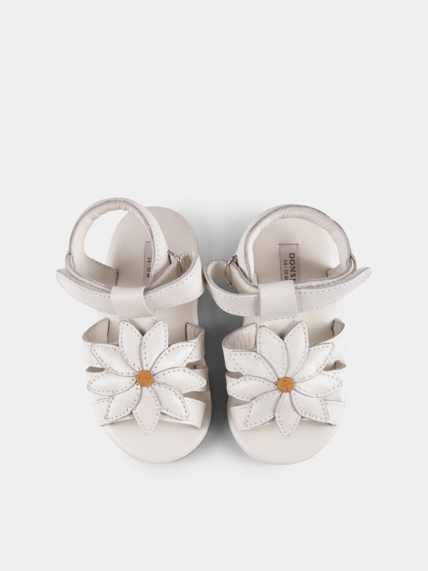 Sandali avorio per neonata con margherita,Donsje,1036502 LE060