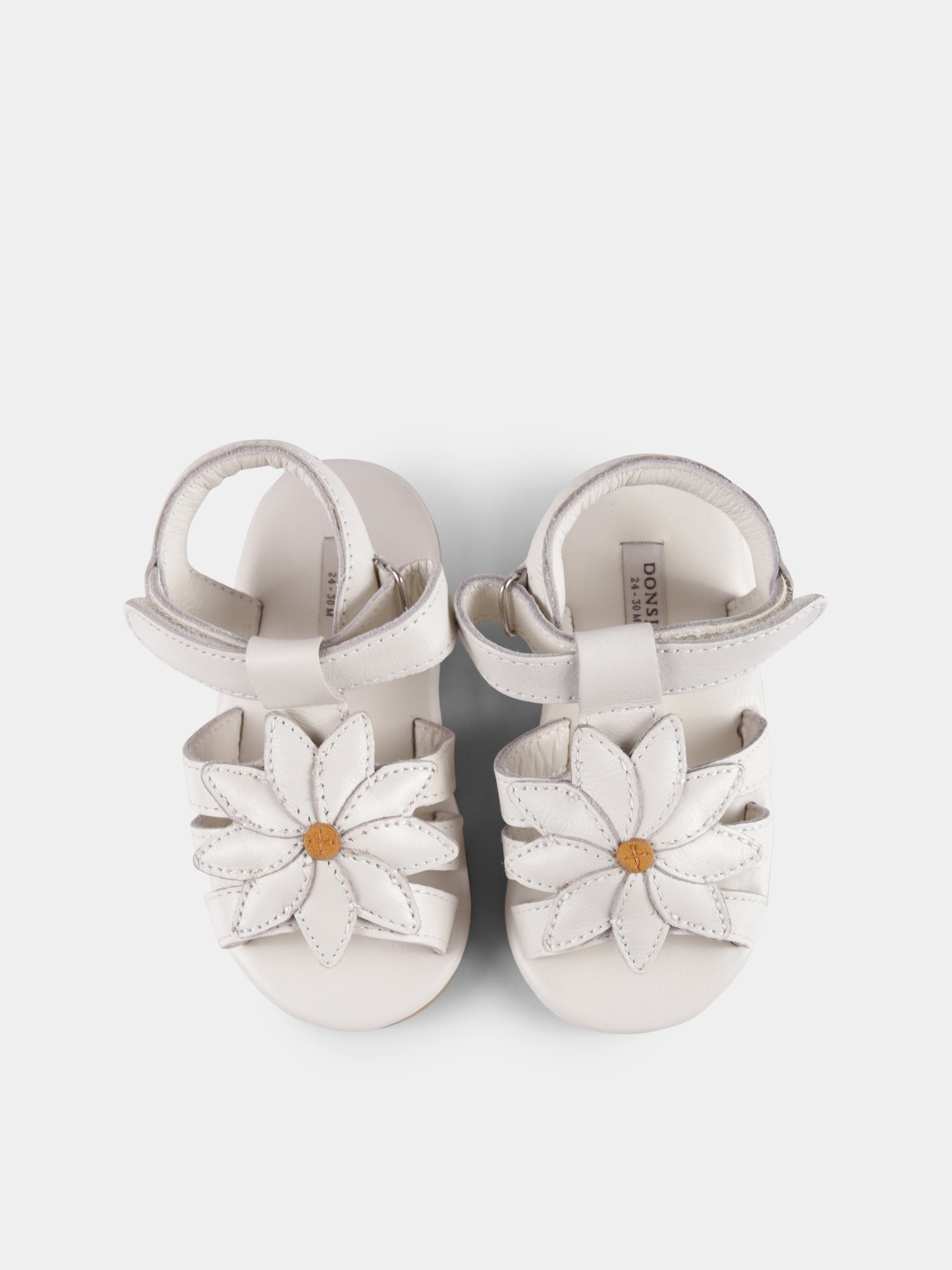Sandali avorio per neonata con margherita,Donsje,1036502 LE060