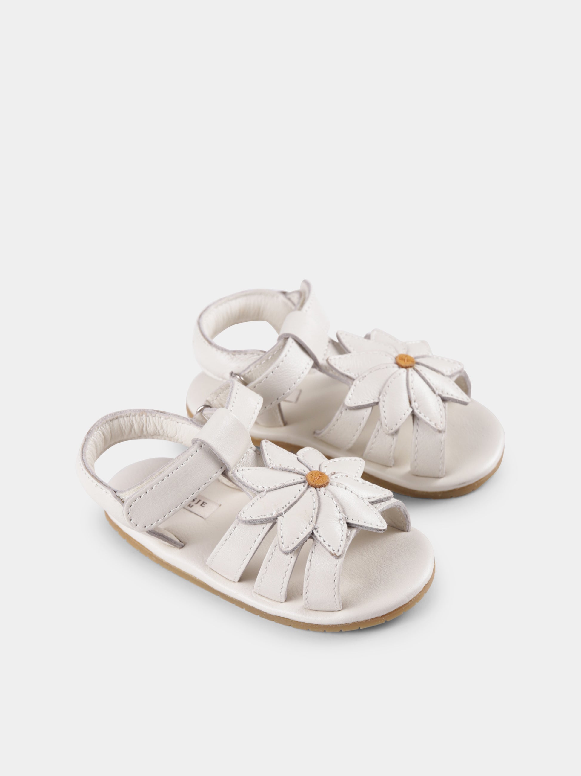 Sandali avorio per neonata con margherita,Donsje,1036502 LE060
