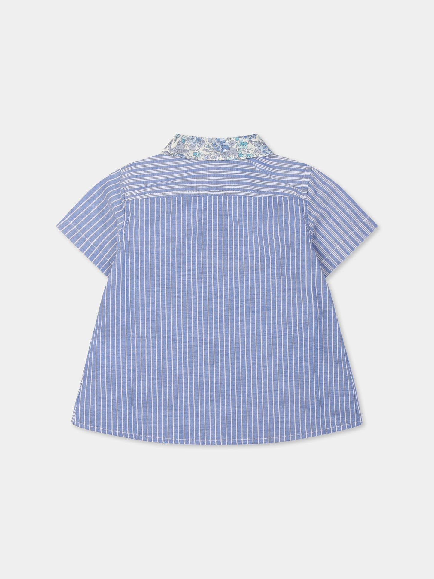 Camicia celeste per neonata con stampa floreale,Bonpoint,S05YSHW00010 215