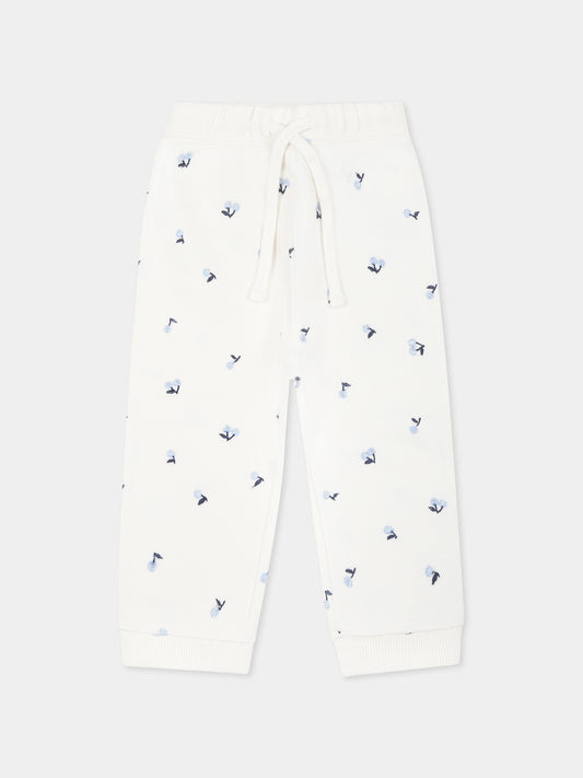 Ivory trousers for baby girl with cherries