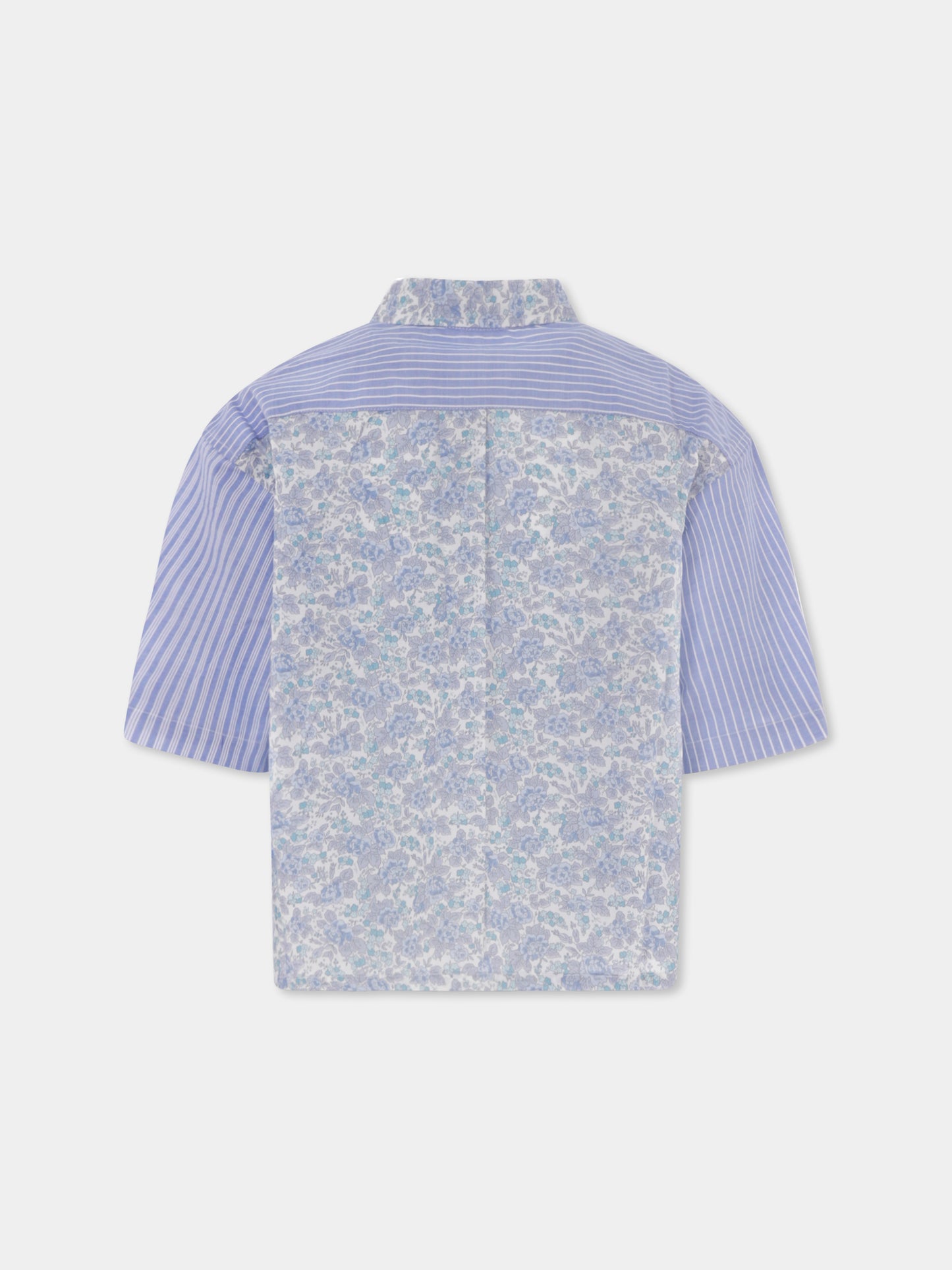 Light blue shirt for girl with floral print