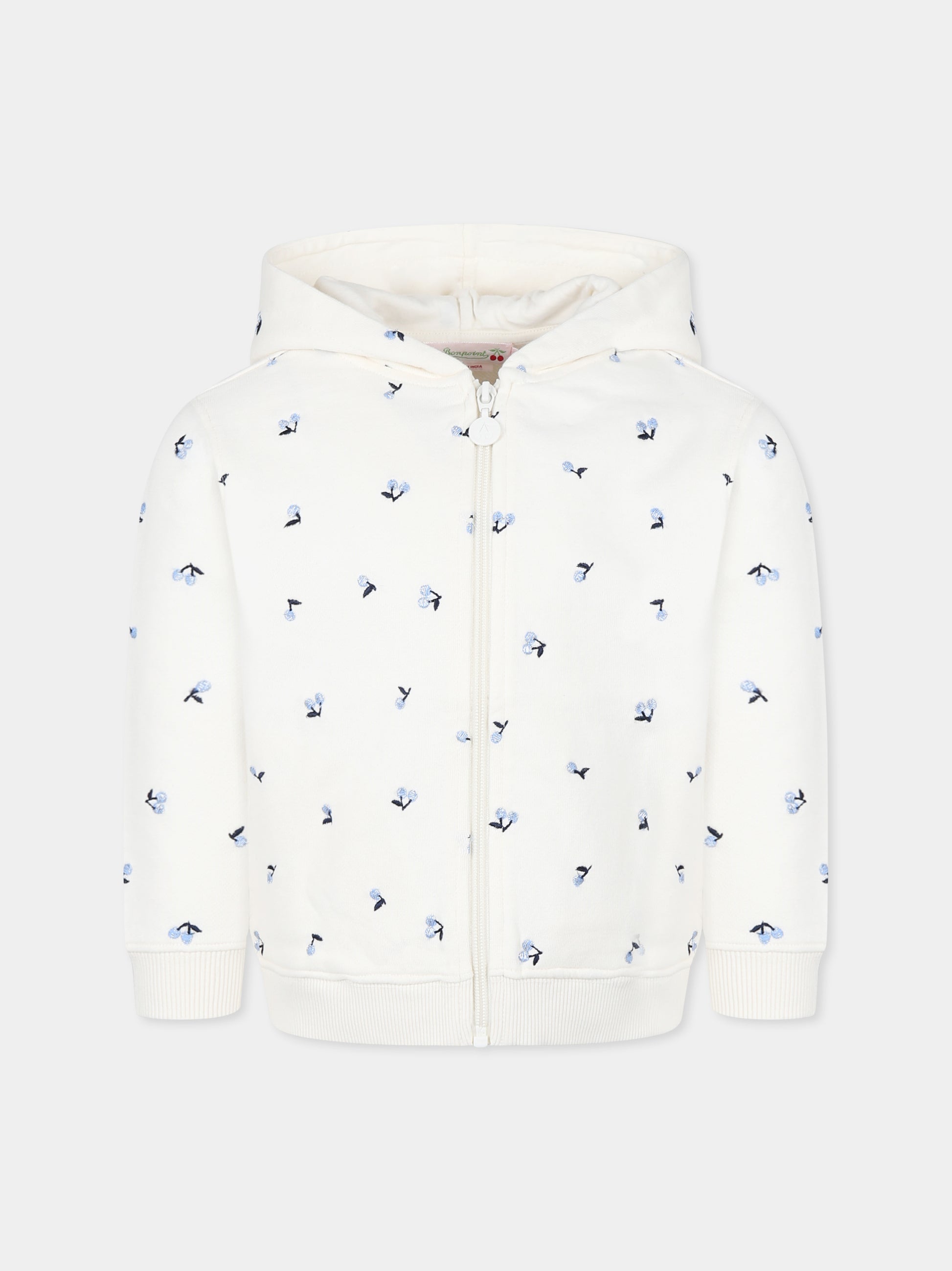 Felpa avorio per bambina con ciliegie,Bonpoint,S05GSWK00008 672
