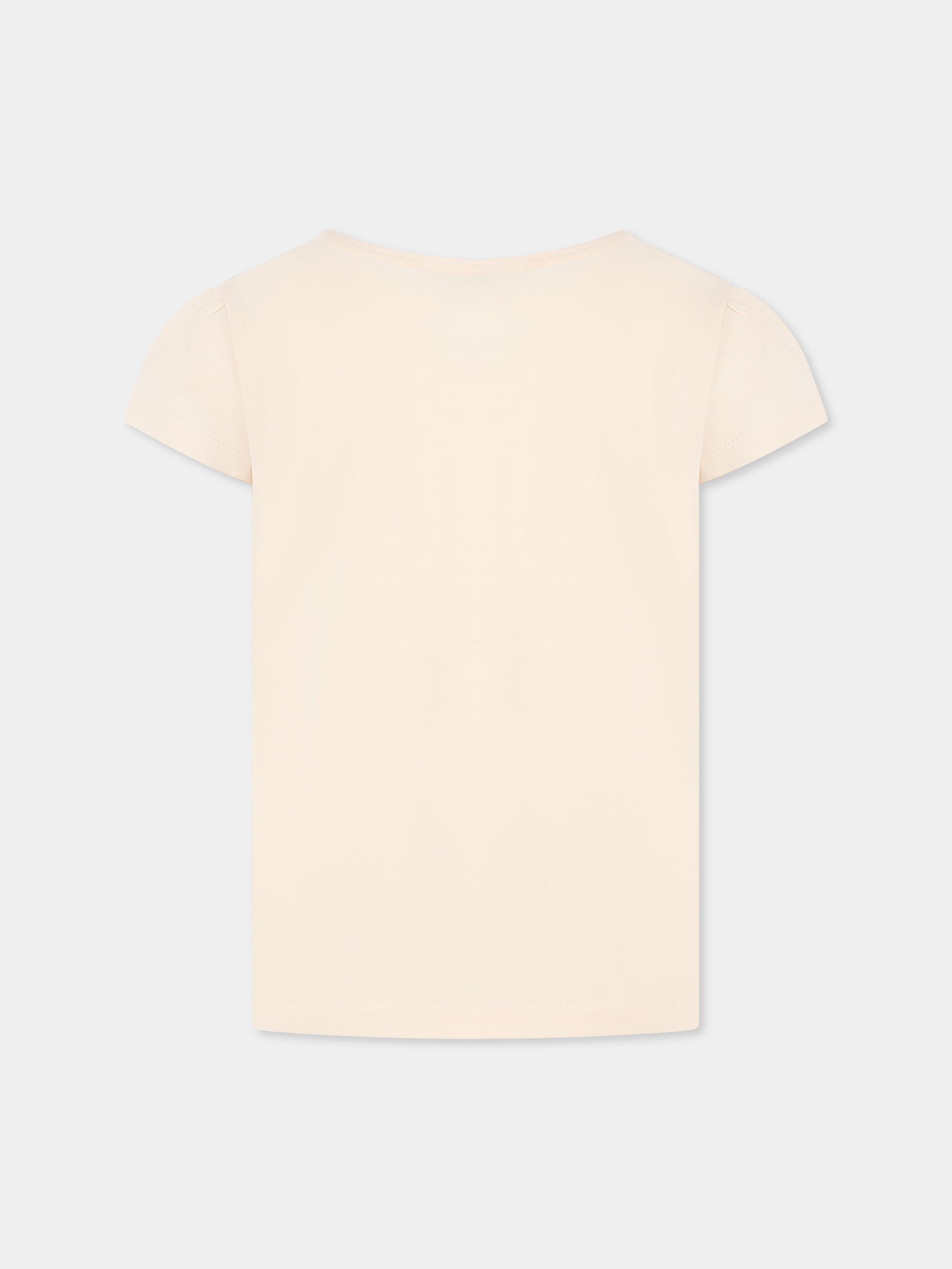 T-shirt rosa per bambina con scritta e ciliegie,Bonpoint,S05GTSK00009 125A