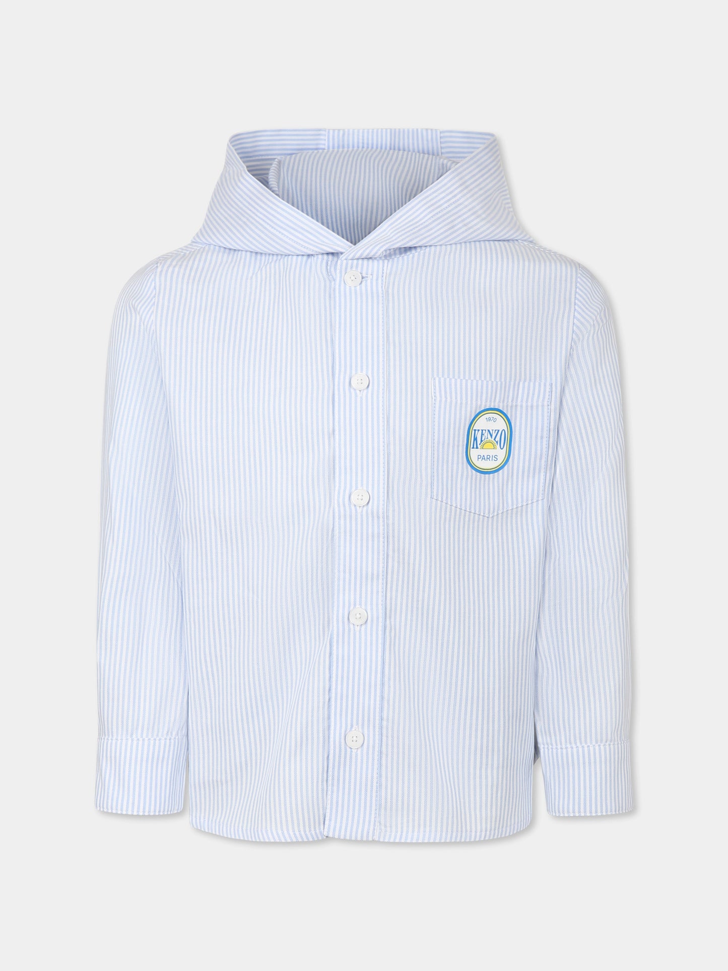 Camicia celeste per bambino con logo,Kenzo Kids,K61093 77L