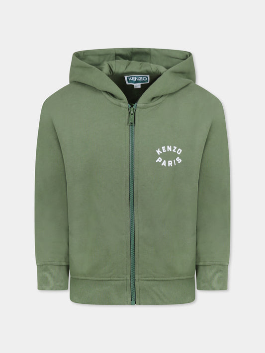 Felpa verde per bambini con Lucky Tiger,Kenzo Kids,K61190 64S
