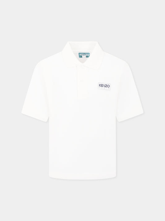 Polo avorio per bambino con logo,Kenzo Kids,K61105 117