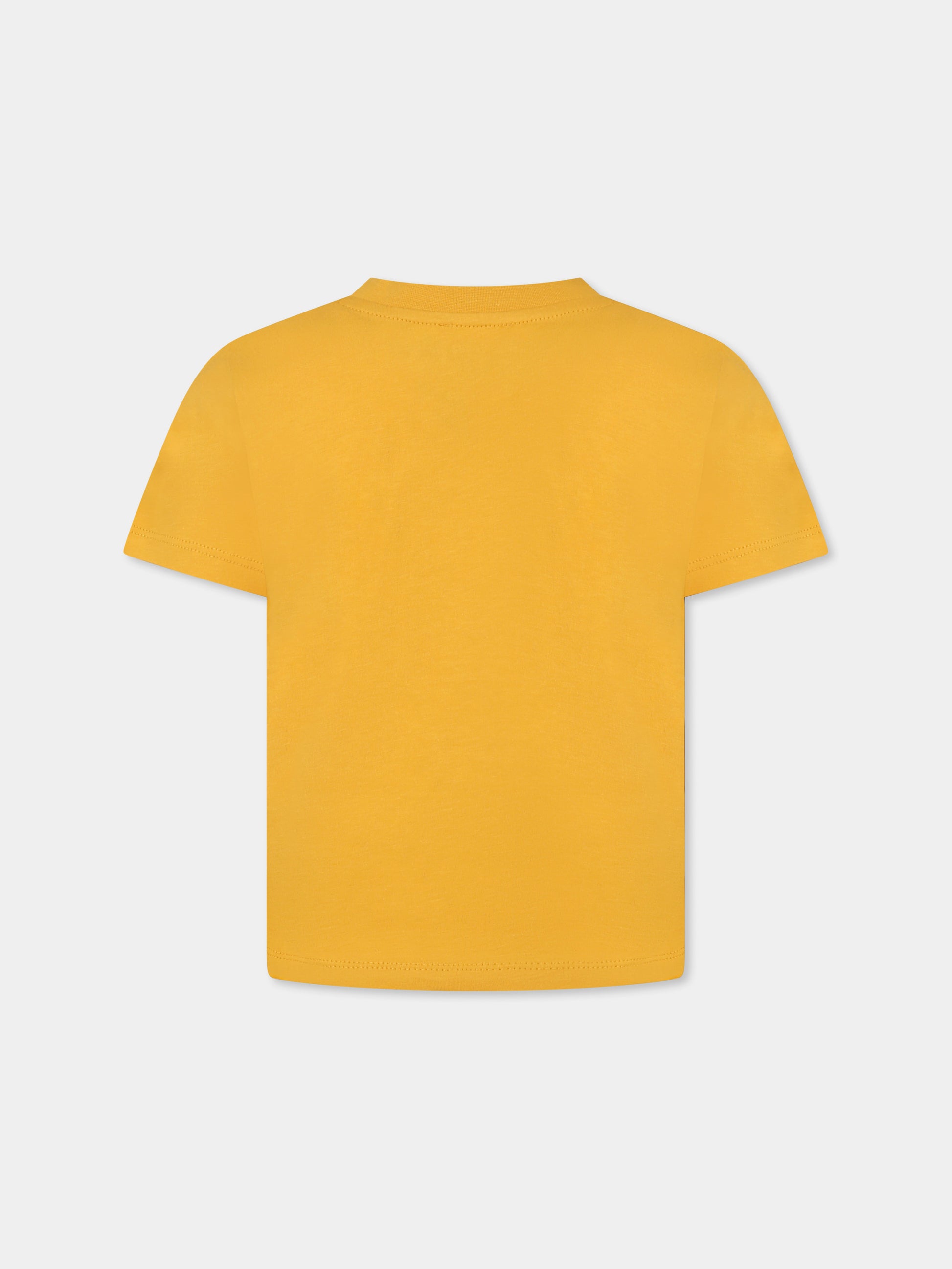 T-shirt gialla per bambino con logo e camaleonte,Kenzo Kids,K61172 586