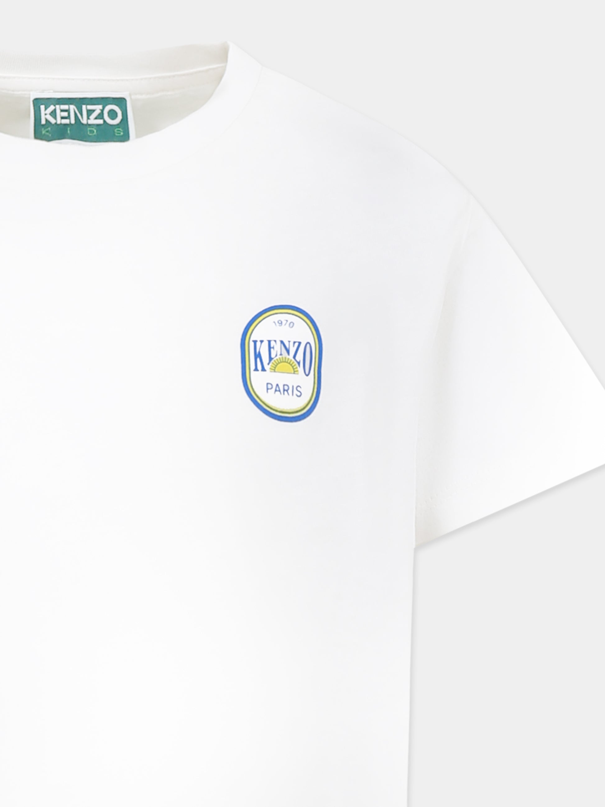 T-shirt bianca per bambino con stapa Fruits Stickers,Kenzo Kids,K61147 117