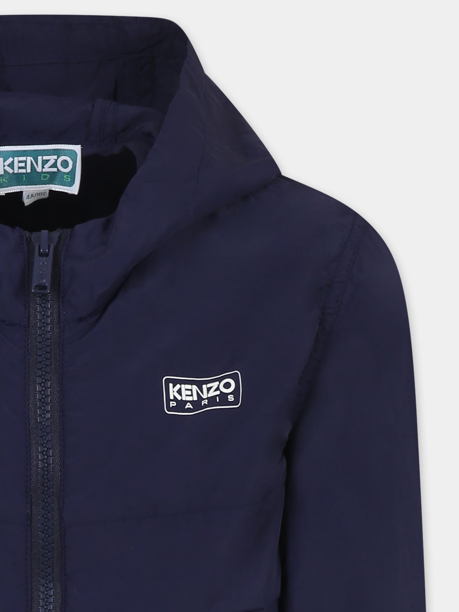Giacca a vento blu per bambini con logo,Kenzo Kids,K61155 848