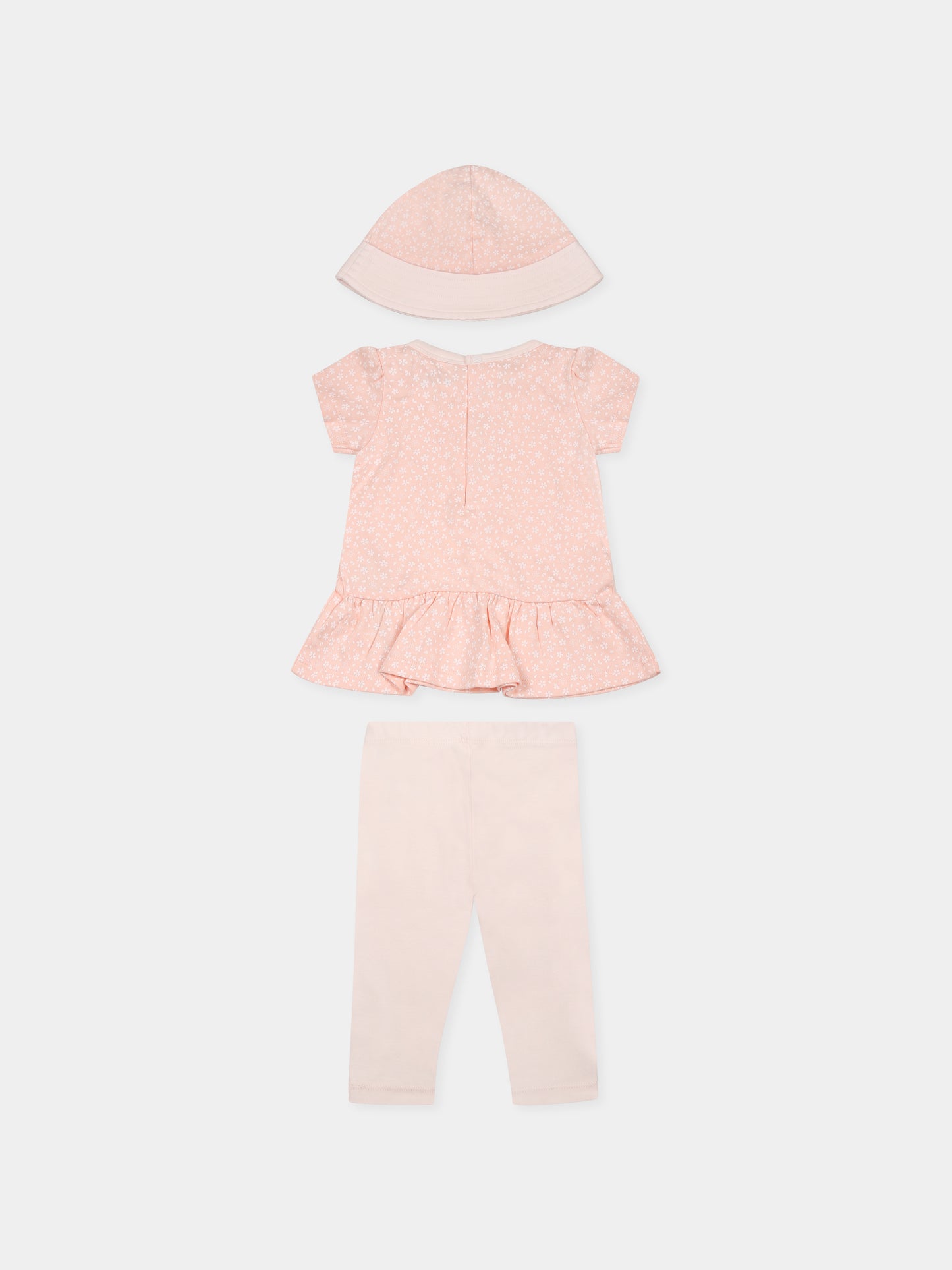 Pink birth set for baby girl with floral print