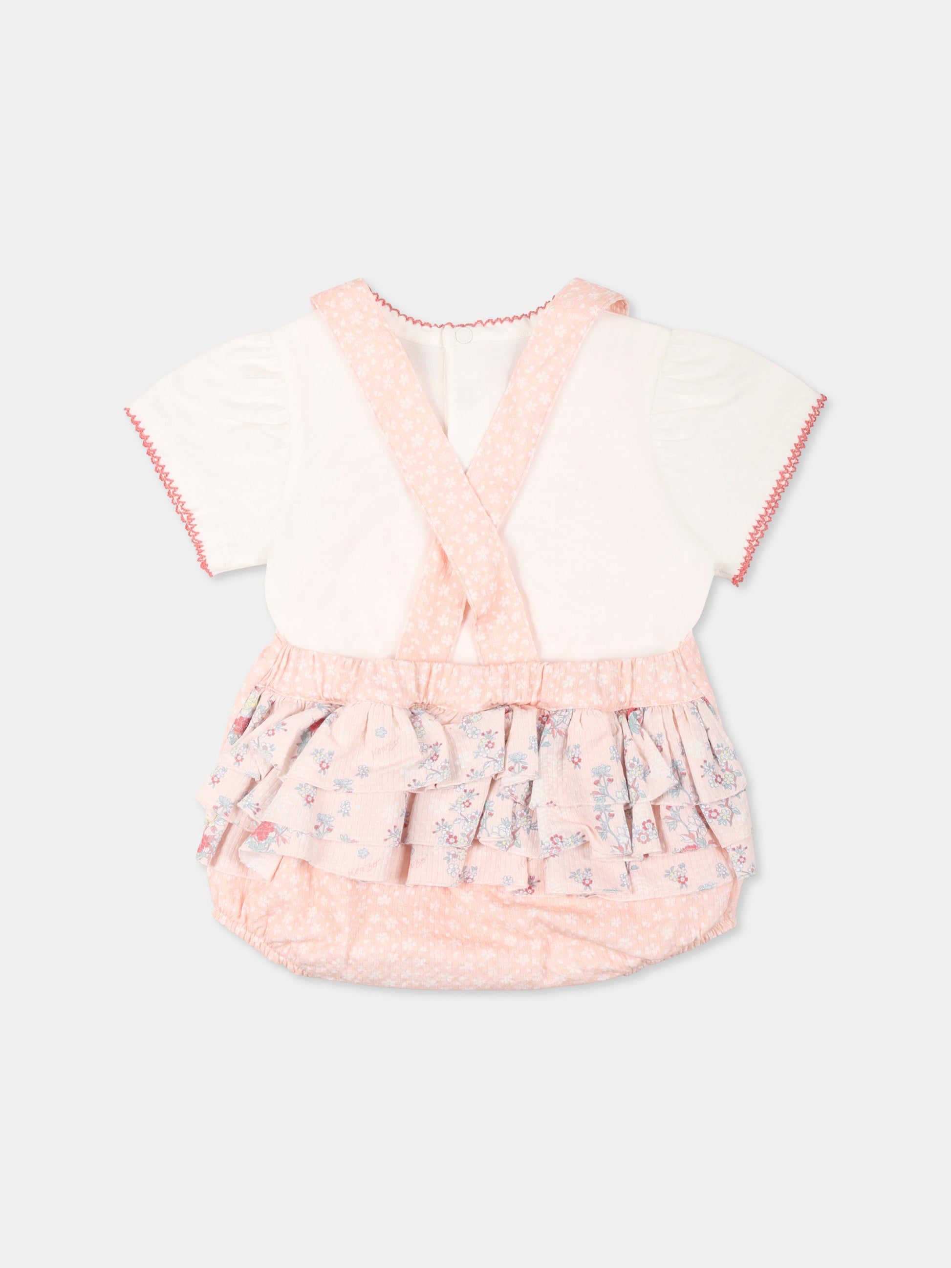 Pagliaccetto rosa per neonata con stampa floreale,Kenzo Kids,K60845 117