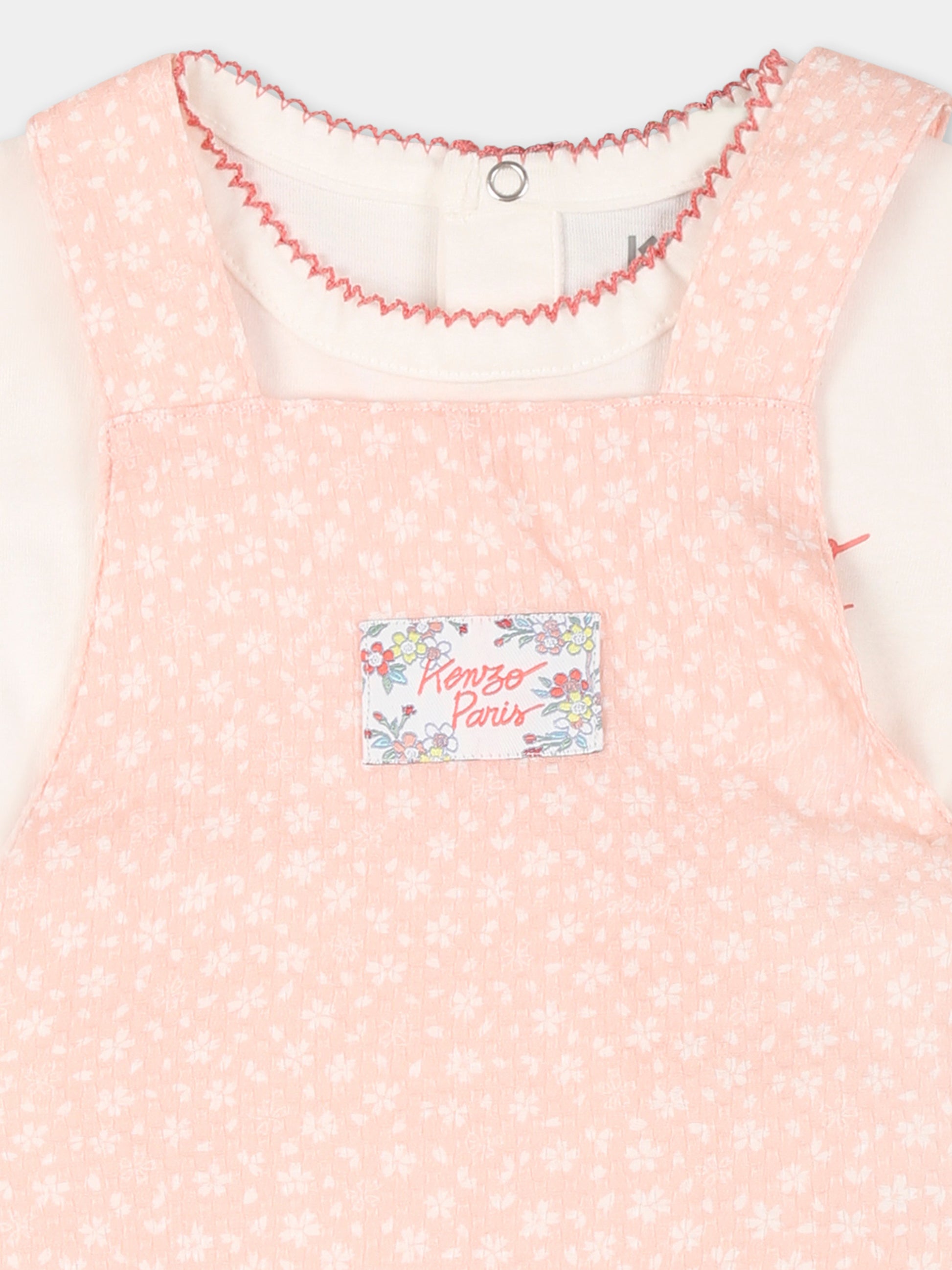 Pagliaccetto rosa per neonata con stampa floreale,Kenzo Kids,K60845 117