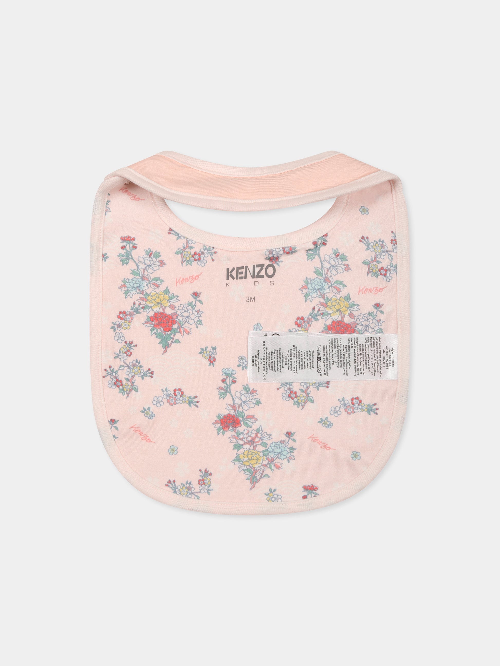 Set tutina rosa per neonata con stampa floreale,Kenzo Kids,K60846 47R