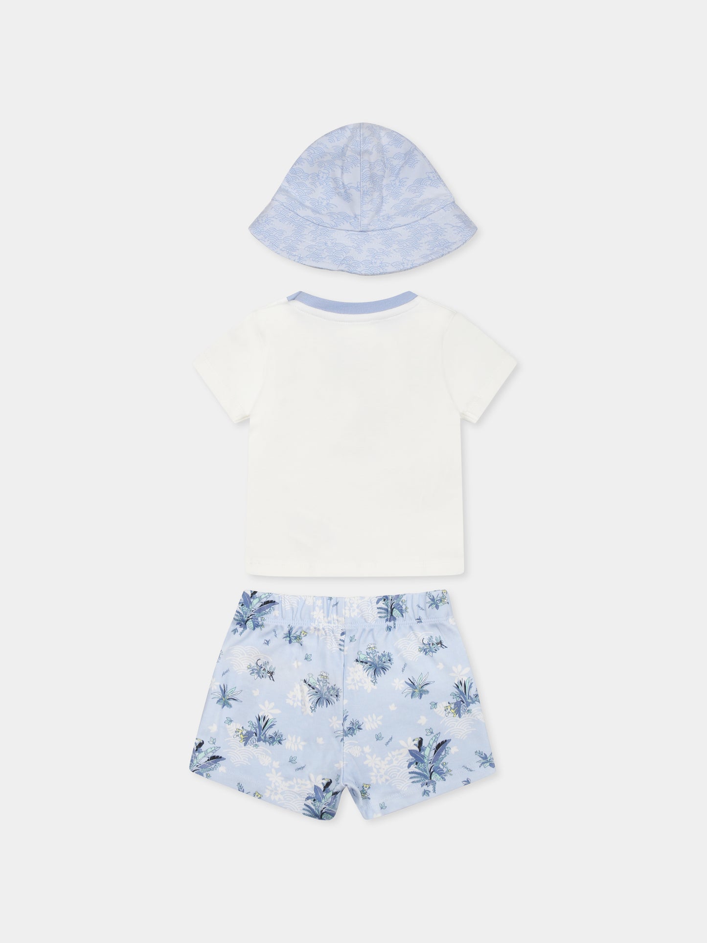 Completo celeste per neonato con tigre e stampa giungla,Kenzo Kids,K60856 117