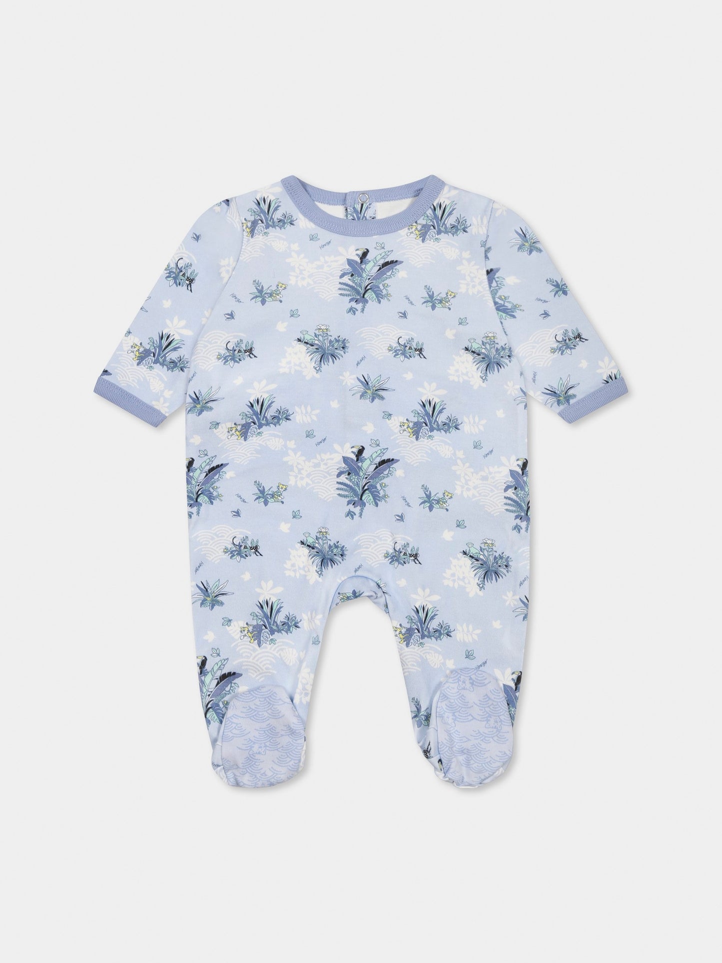 Set tutina celeste per neonato con stampa giungla,Kenzo Kids,K60863 771