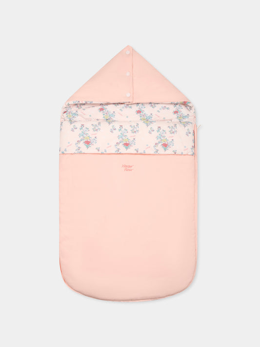 Sacco nanna rosa reversibile per neonata con stampa  floreale,Kenzo Kids,K60878 47R