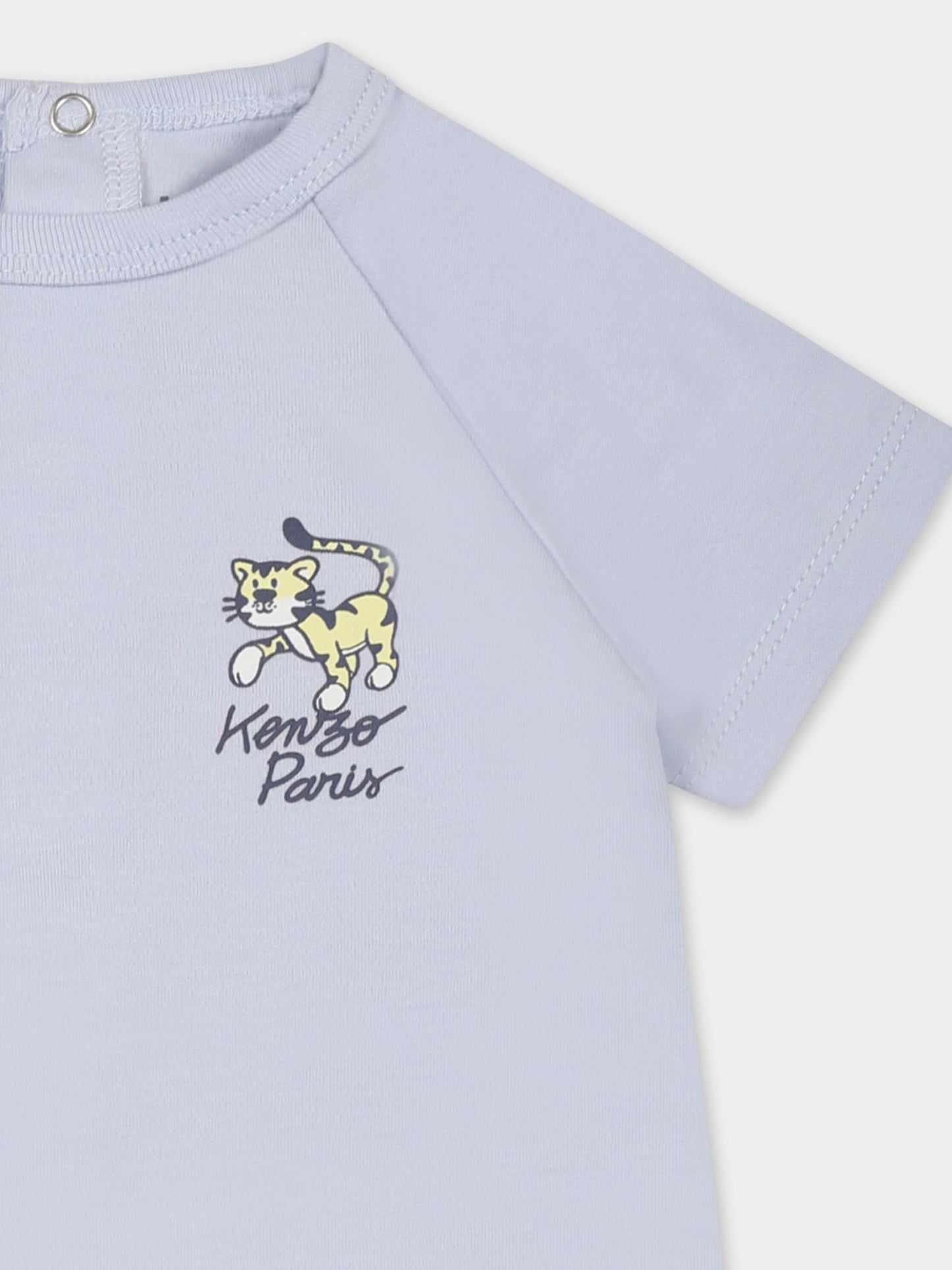 Pagliaccetto celeste per neonato con tigre,Kenzo Kids,K60854 771