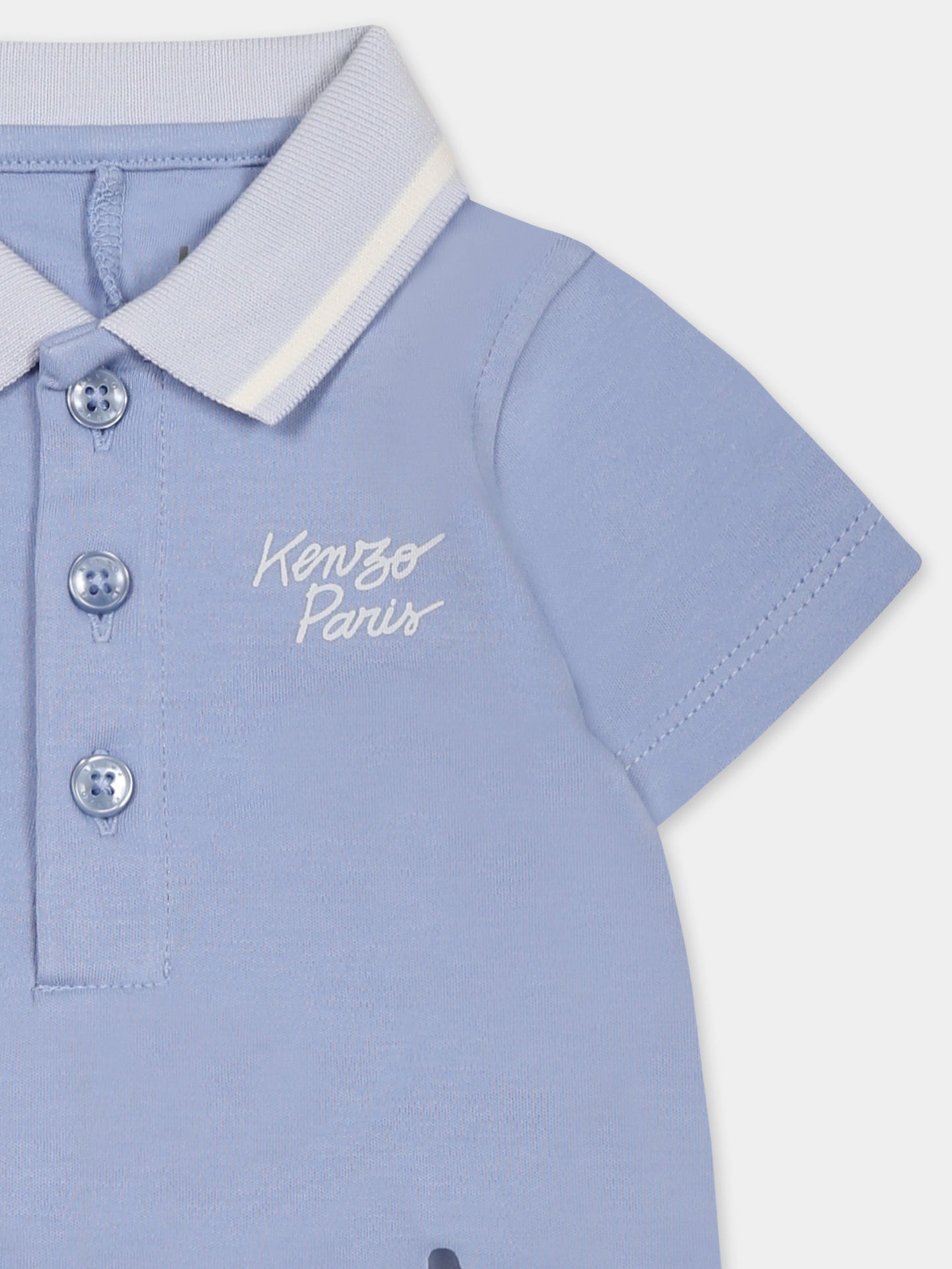 Pagliaccetto celeste per neonato con tigre,Kenzo Kids,K60852 77A