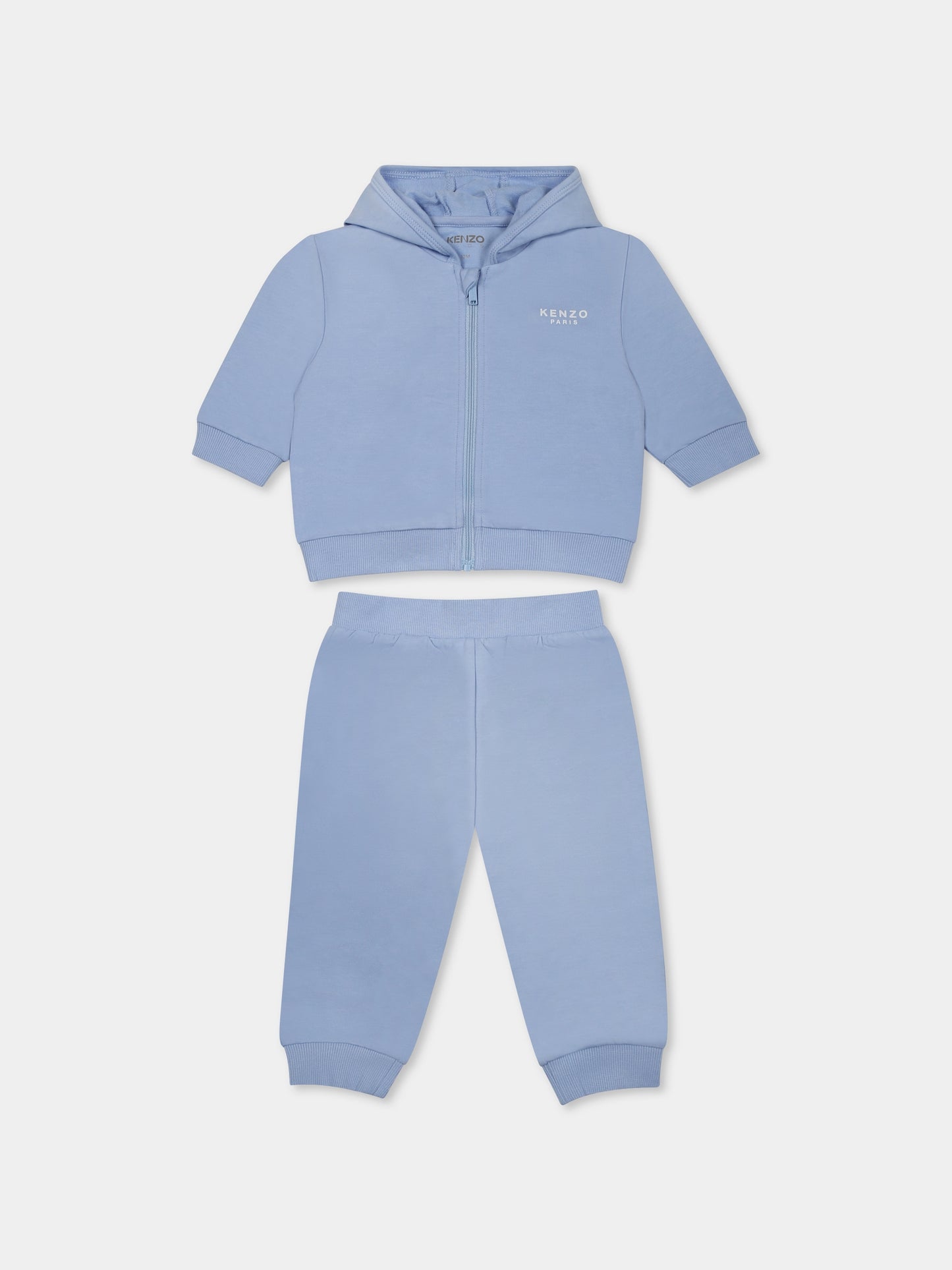 Completo celeste per neonato con elefante e logo,Kenzo Kids,K60868 77A