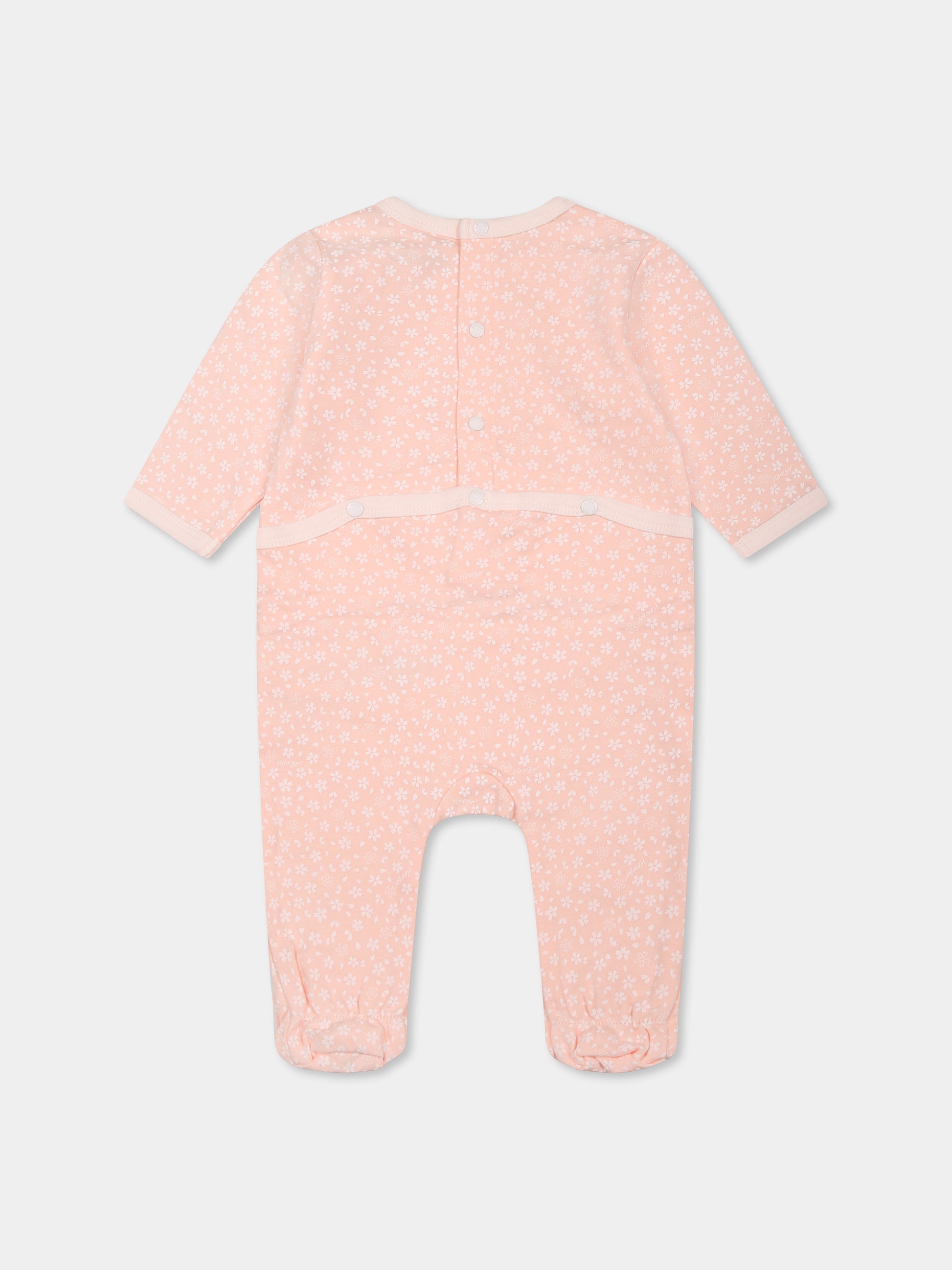 Tutina rosa per neonata con stampa floreale,Kenzo Kids,K60871 46T