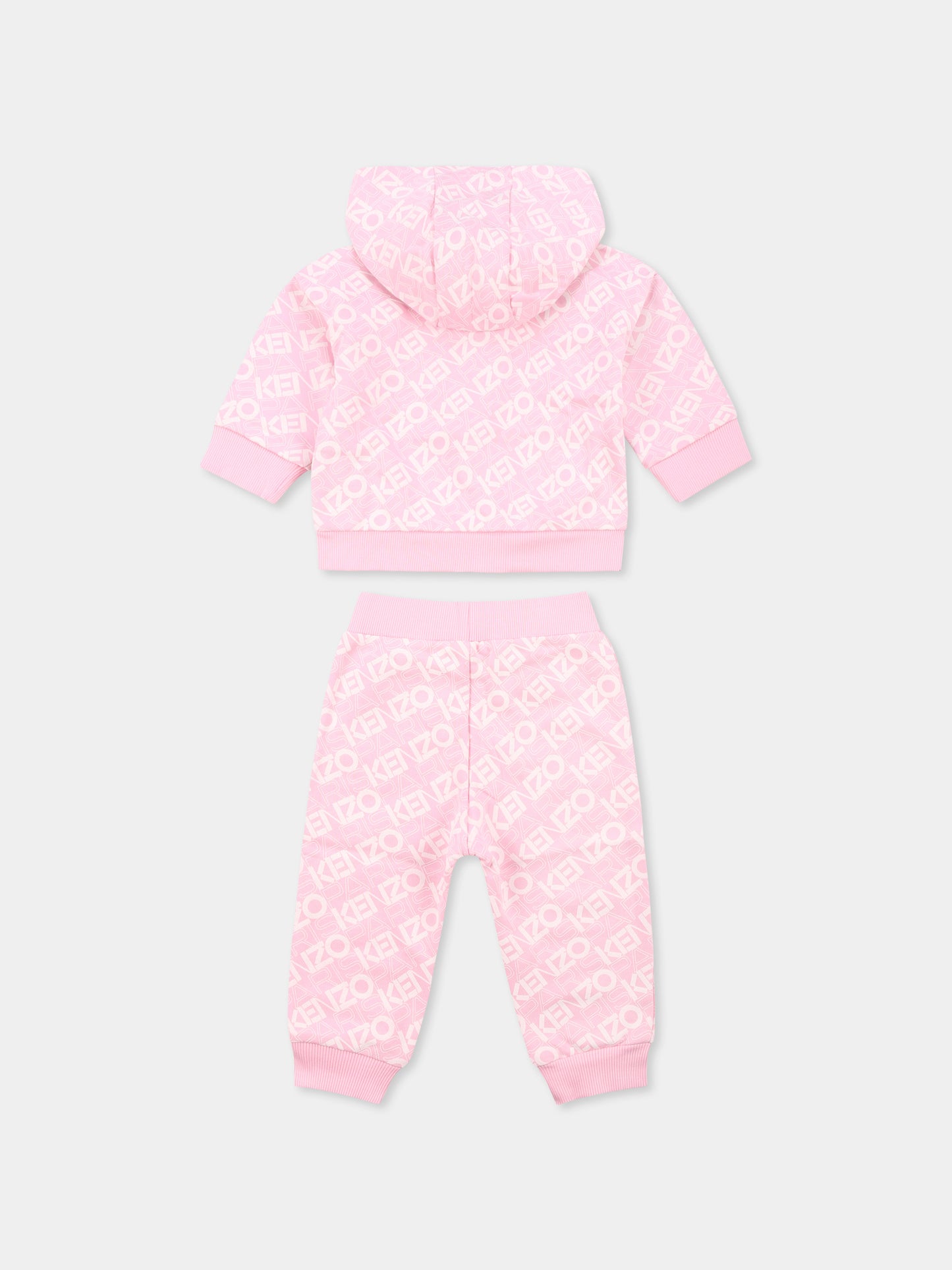 Completo rosa per neonata con logo all over,Kenzo Kids,K60937 465