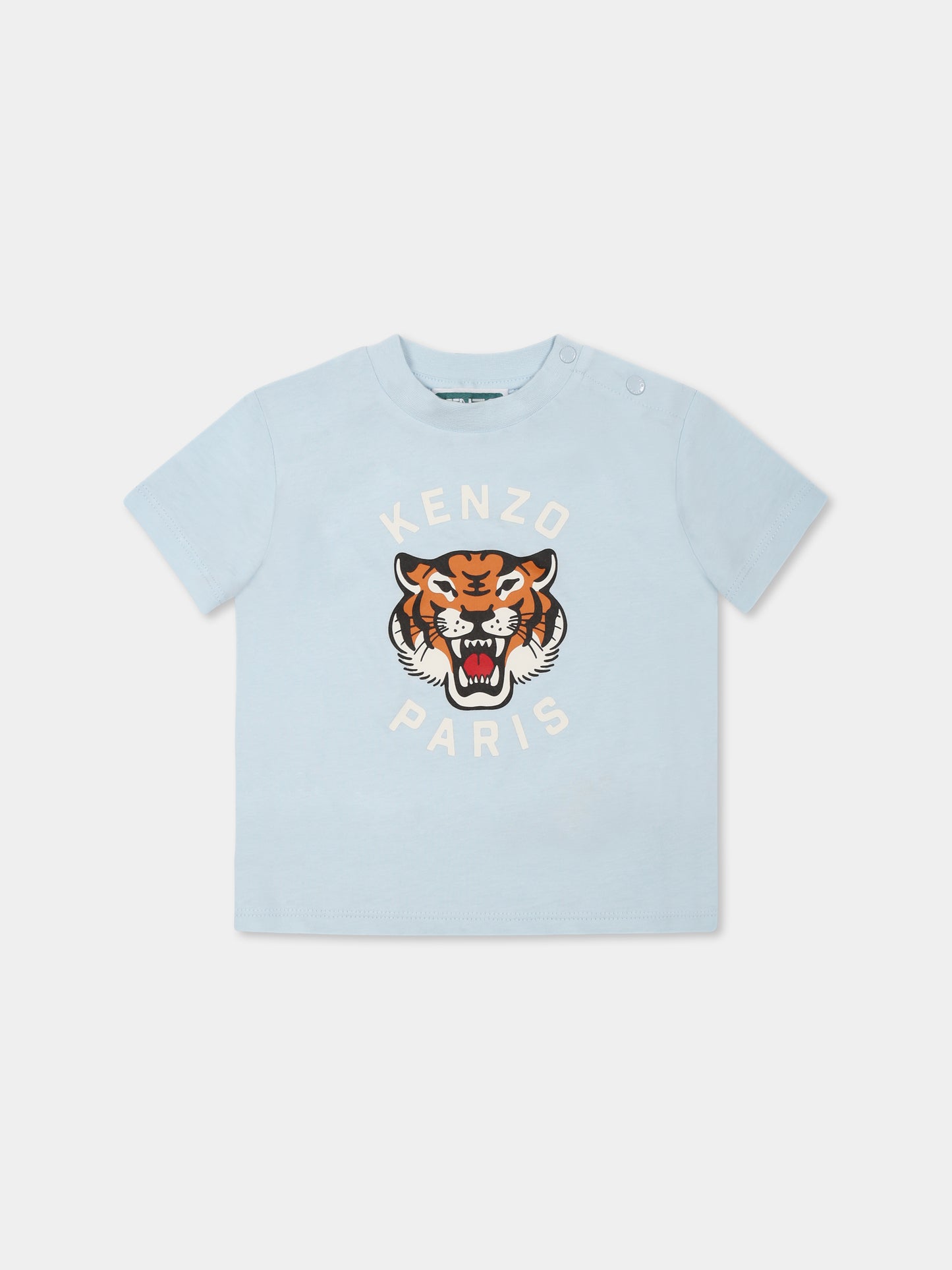 Light blue t-shirt for baby boy with tiger