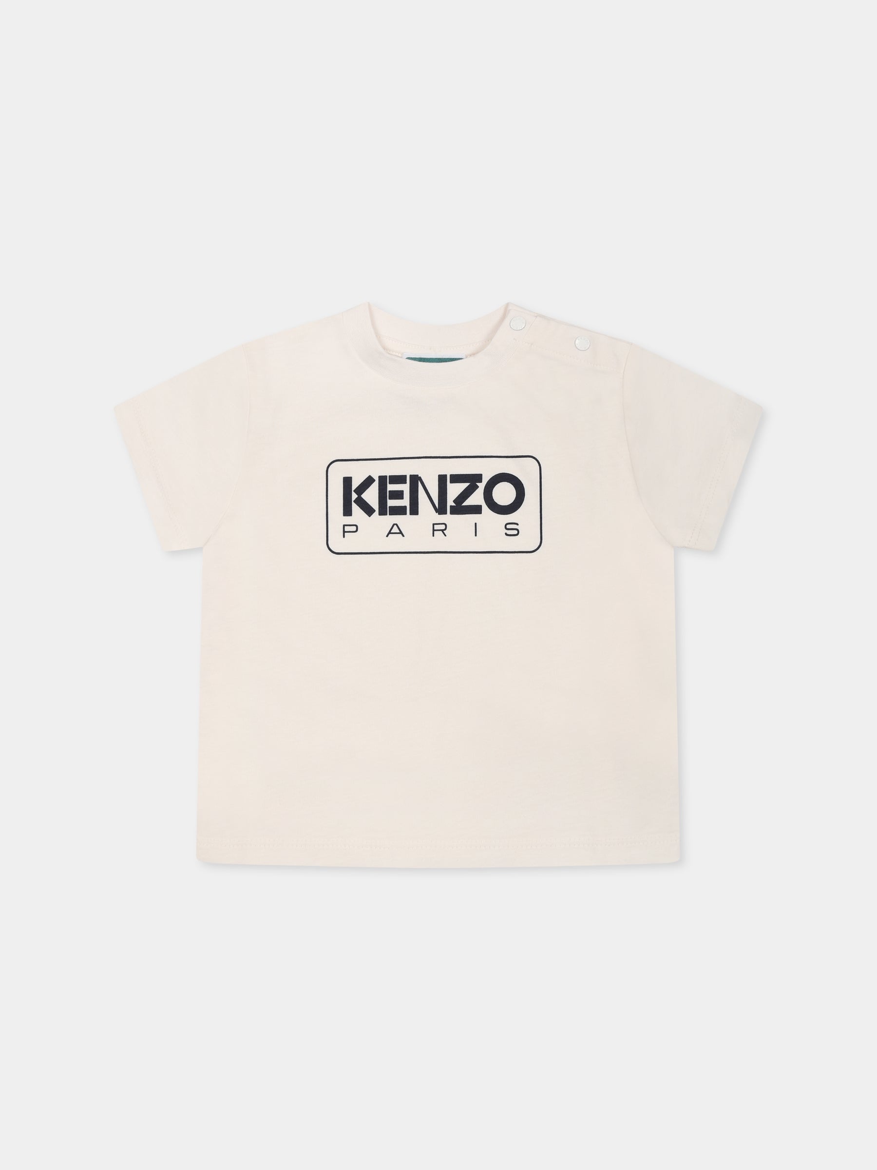 T-shirt avorio per neonato con logo,Kenzo Kids,K60972 N78