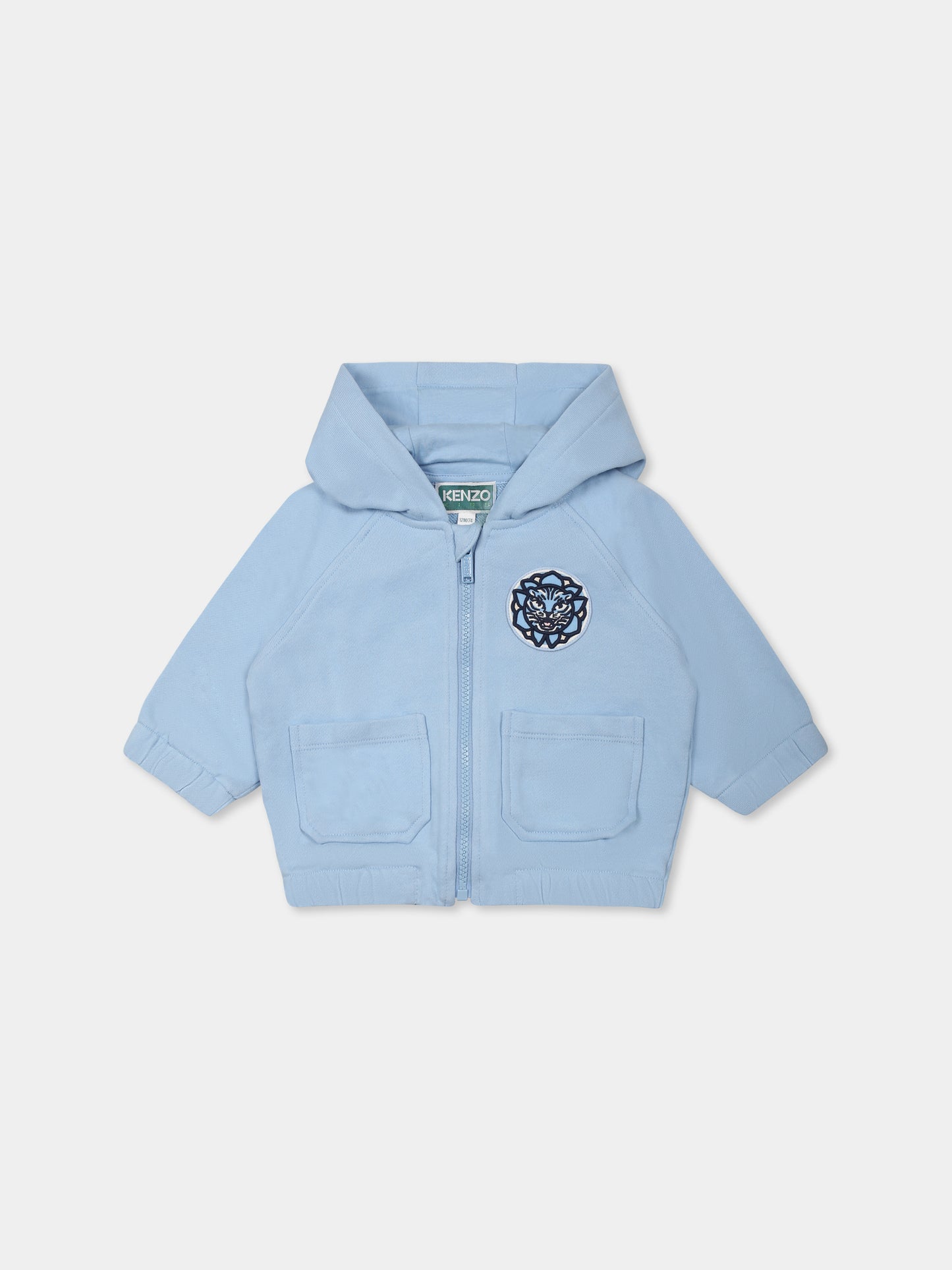 Light blue sweatshirt for baby boy with tiger