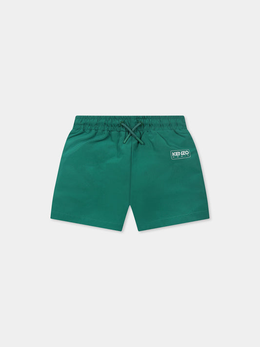 Boxer mare verde per neonato con logo,Kenzo Kids,K60958 674