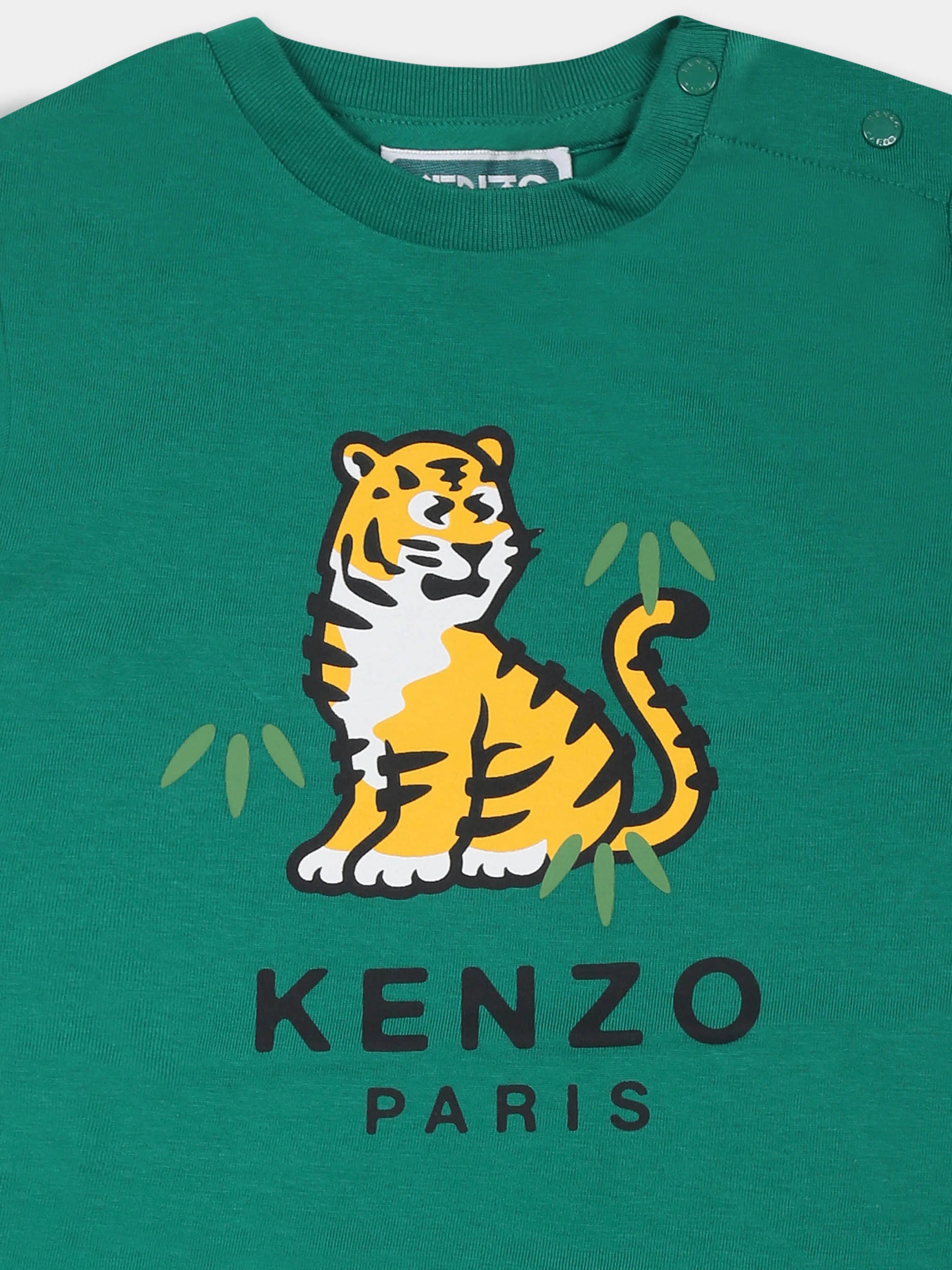 Completo verde per neonato con tigre Kotora,Kenzo Kids,K60961 674