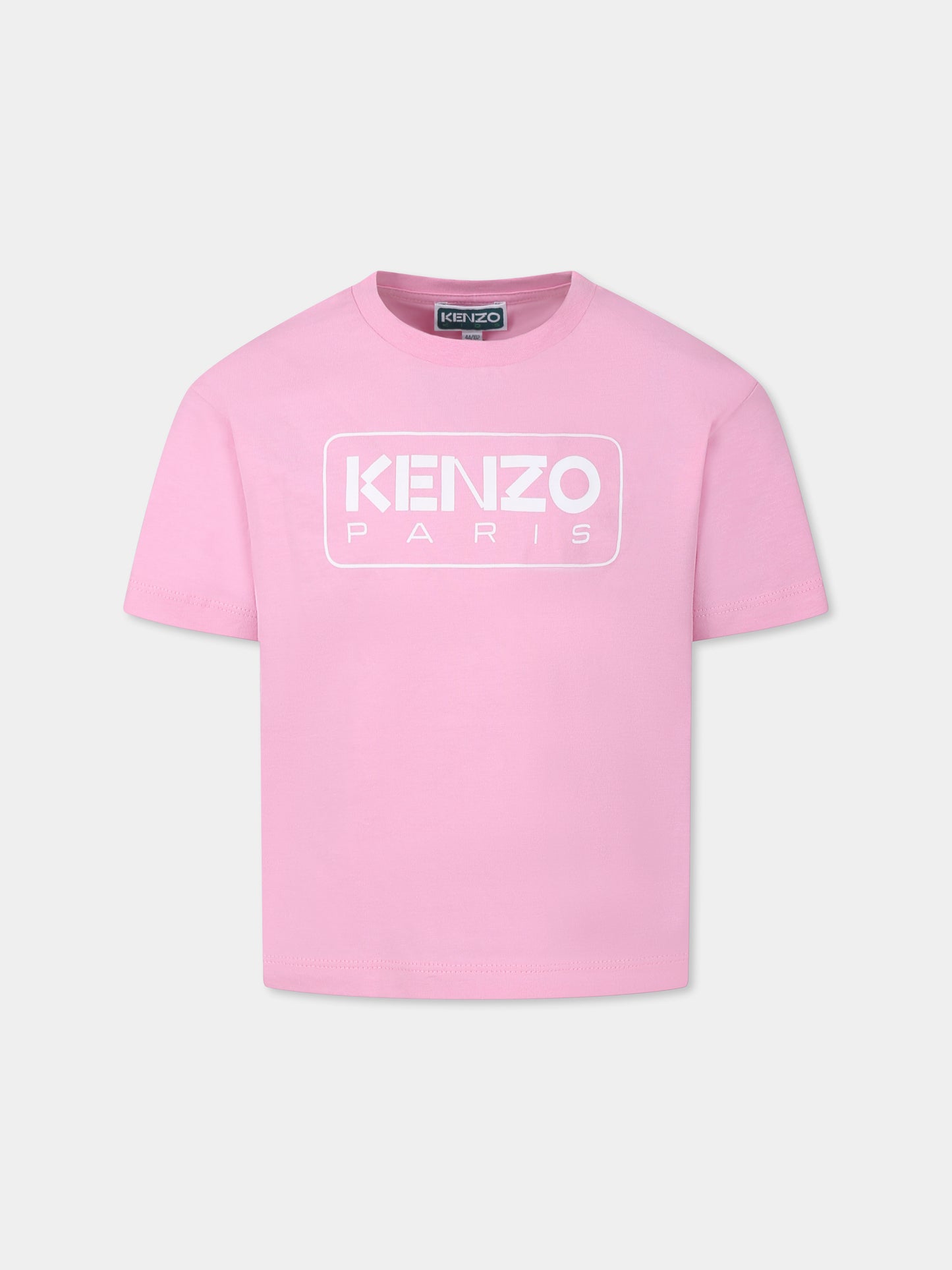 T-shirt rosa per bambina con logo,Kenzo Kids,K61064 465