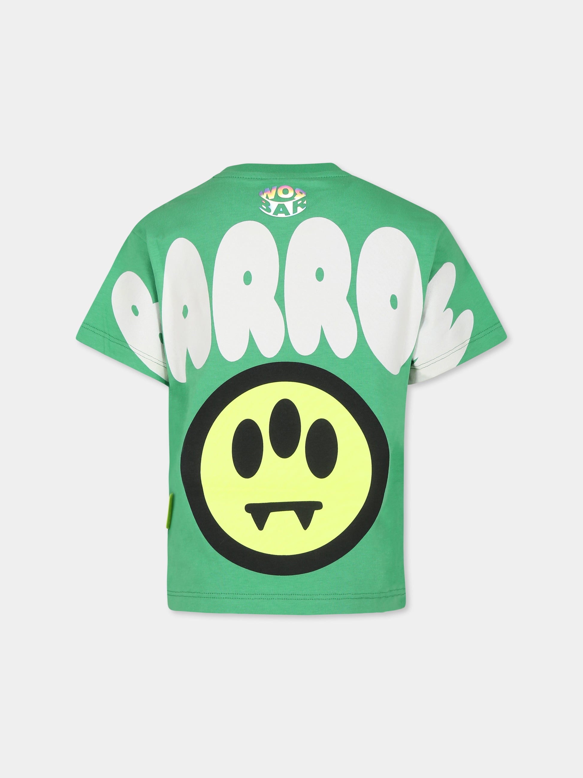 T-shirt verde per bambini con smile e logo,Barrow,S4BKJUTH096 BW012