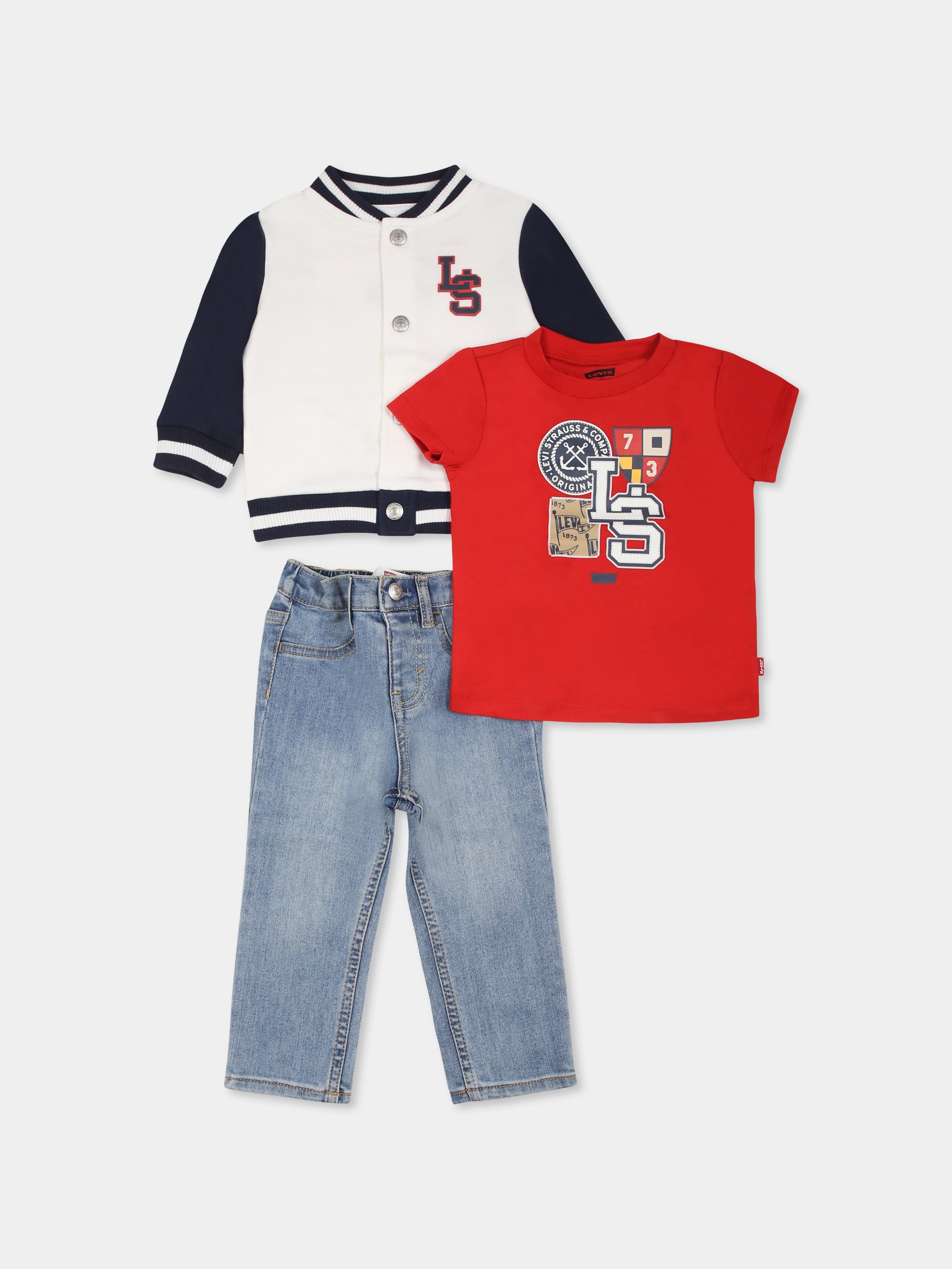 Completo multicolor per neonato con logo,Levi's Kids,M691 W1T