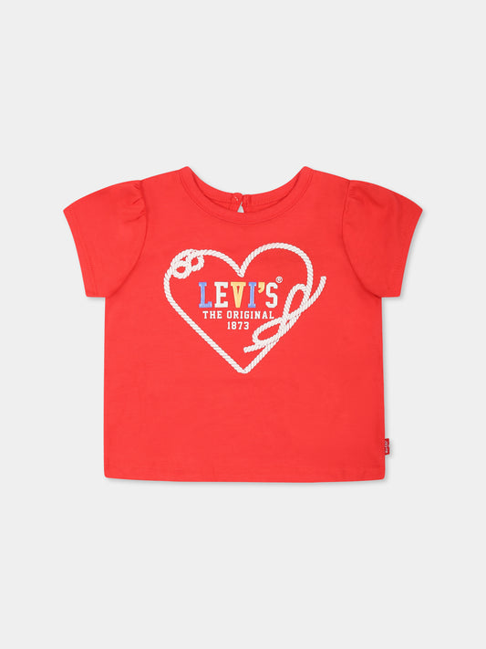 T-shirt rossa per neonata con logo e cuore,Levi's Kids,M402 R1Q