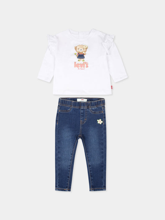 Completo bianco per neonata con orso e logo,Levi's Kids,23WLK1EJ252 W1T
