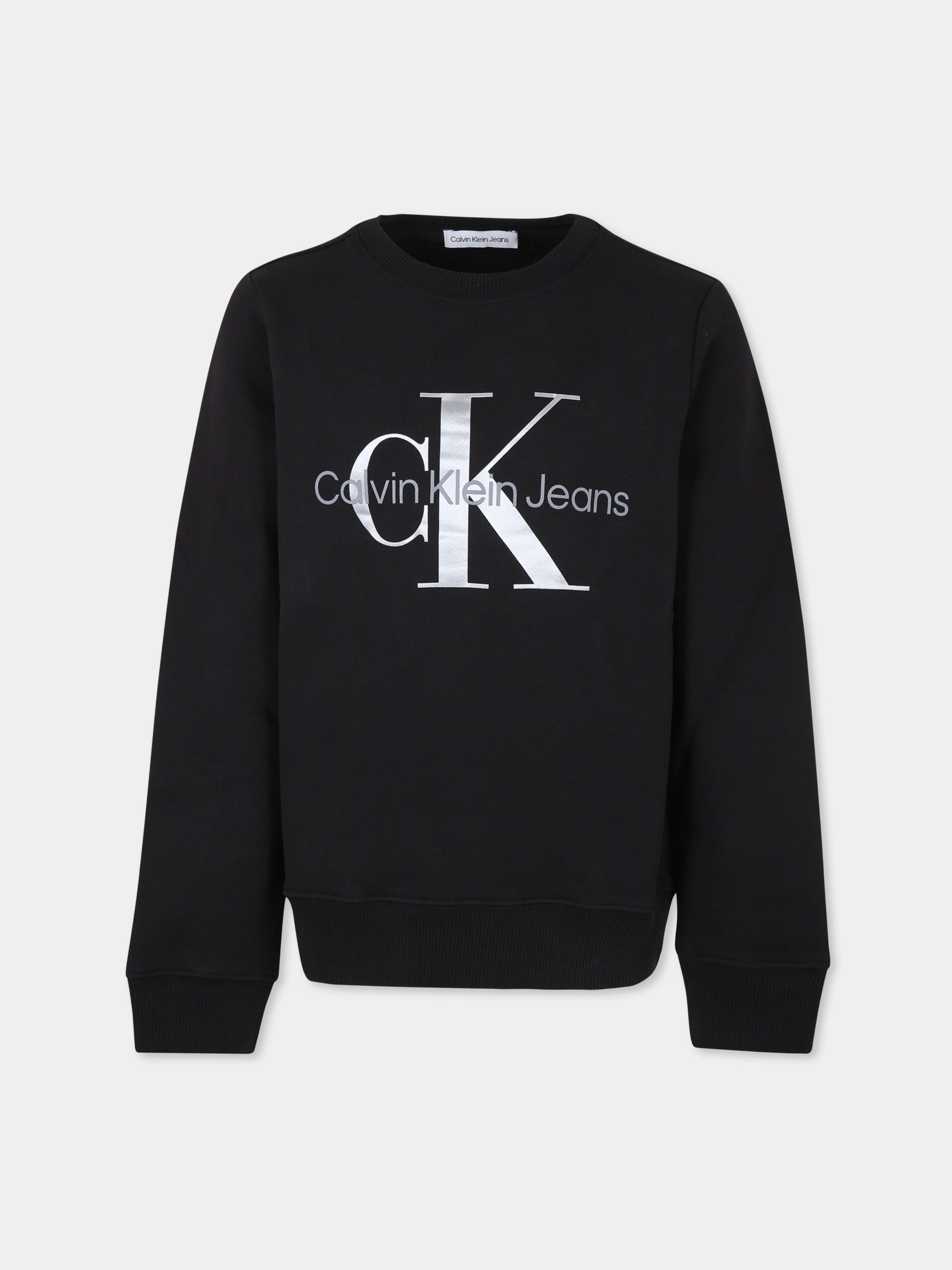 Felpa nera per bambino con logo,Calvin Klein Kids,23FCKIU0IU00602T BEH