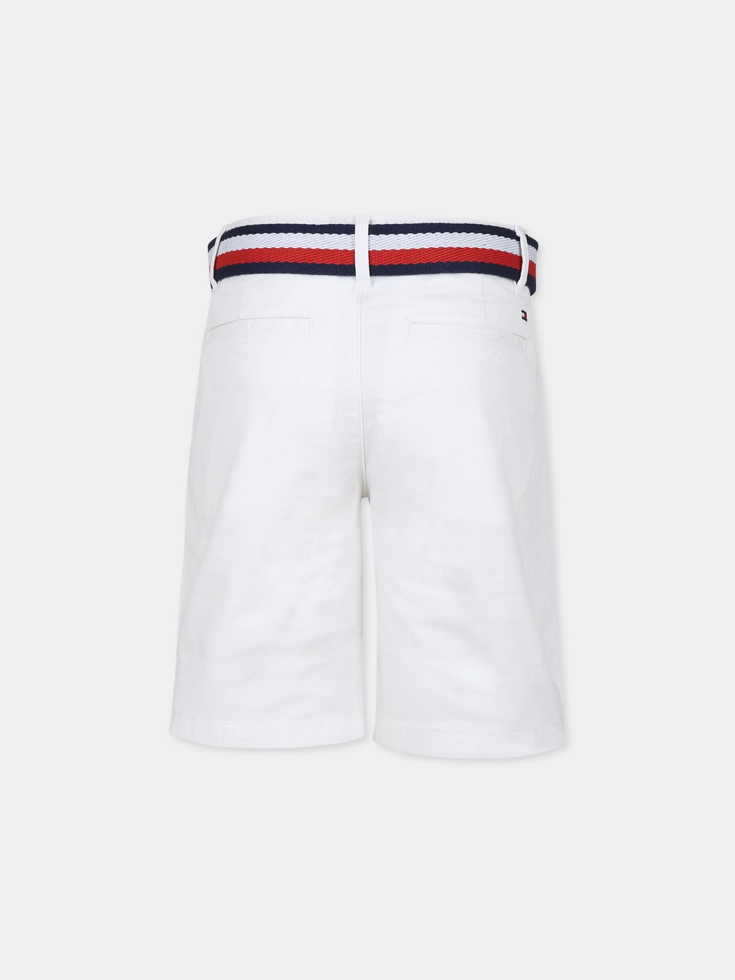 Shorts bianchi per bambino con bandierina,Tommy Hilfiger Junior,24STHKB0KB08845 YBR