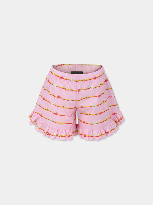 Pink shorts for baby girl with logo