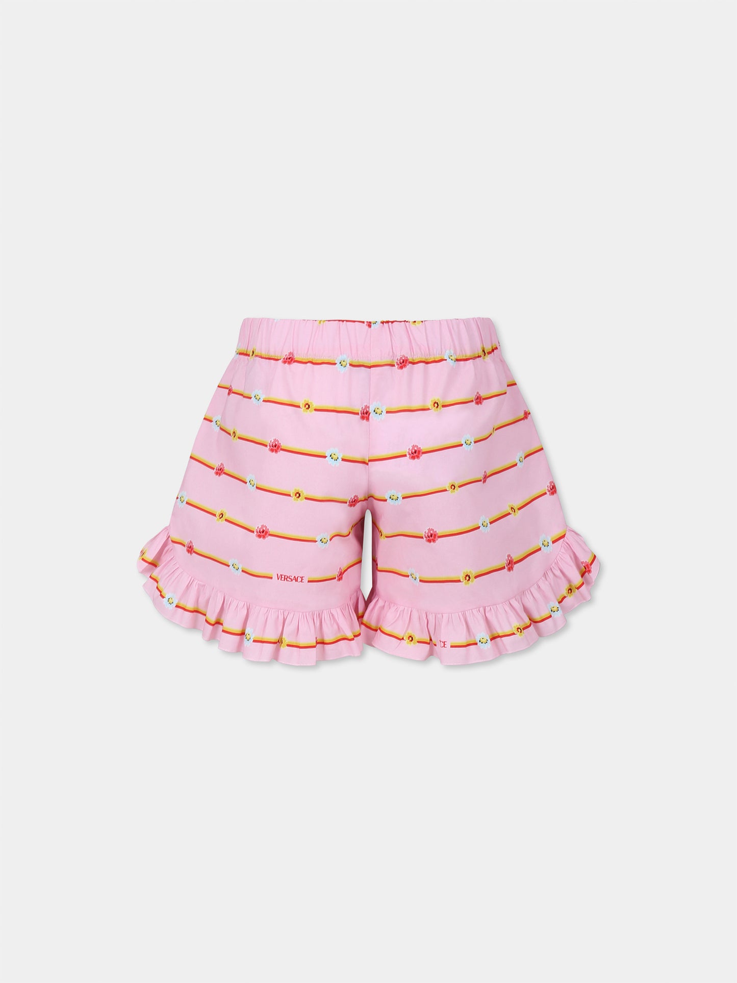 Pink shorts for baby girl with logo