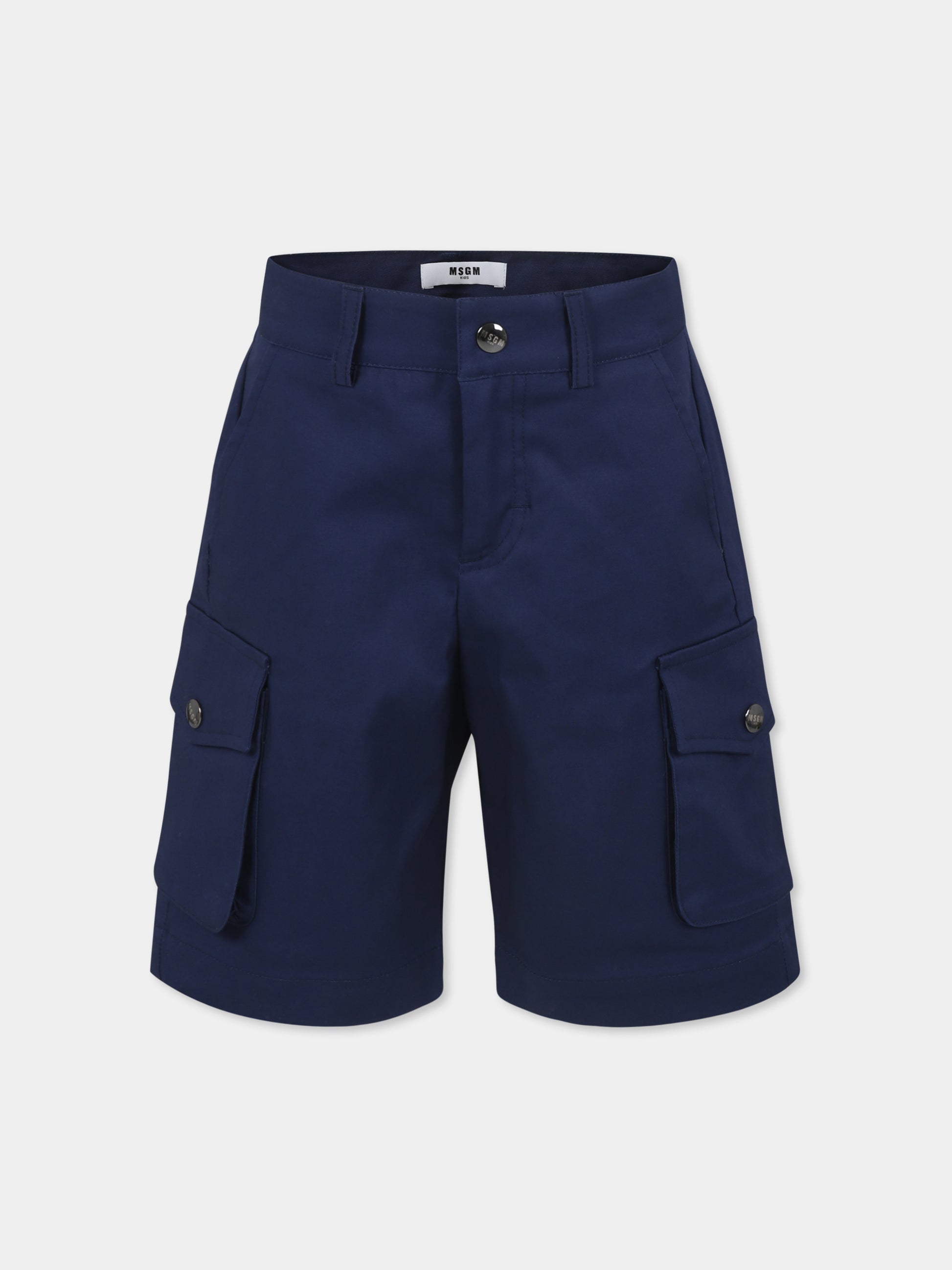 Shorts blu per bambino con logo,Msgm Kids,S4MSJBBE279 060