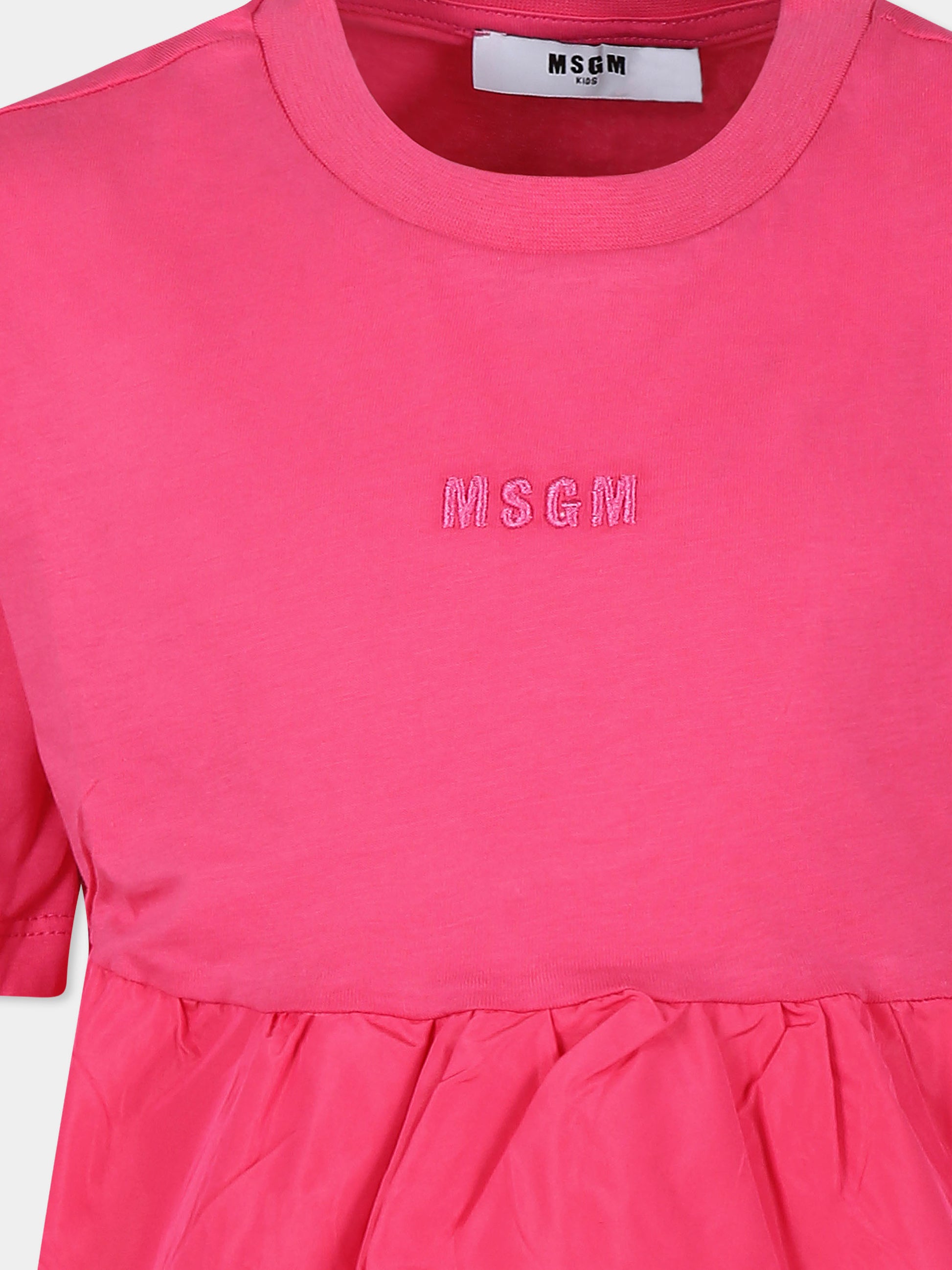 T-shirt fucsia per bambina con logo,Msgm Kids,S4MSJGTH139 044