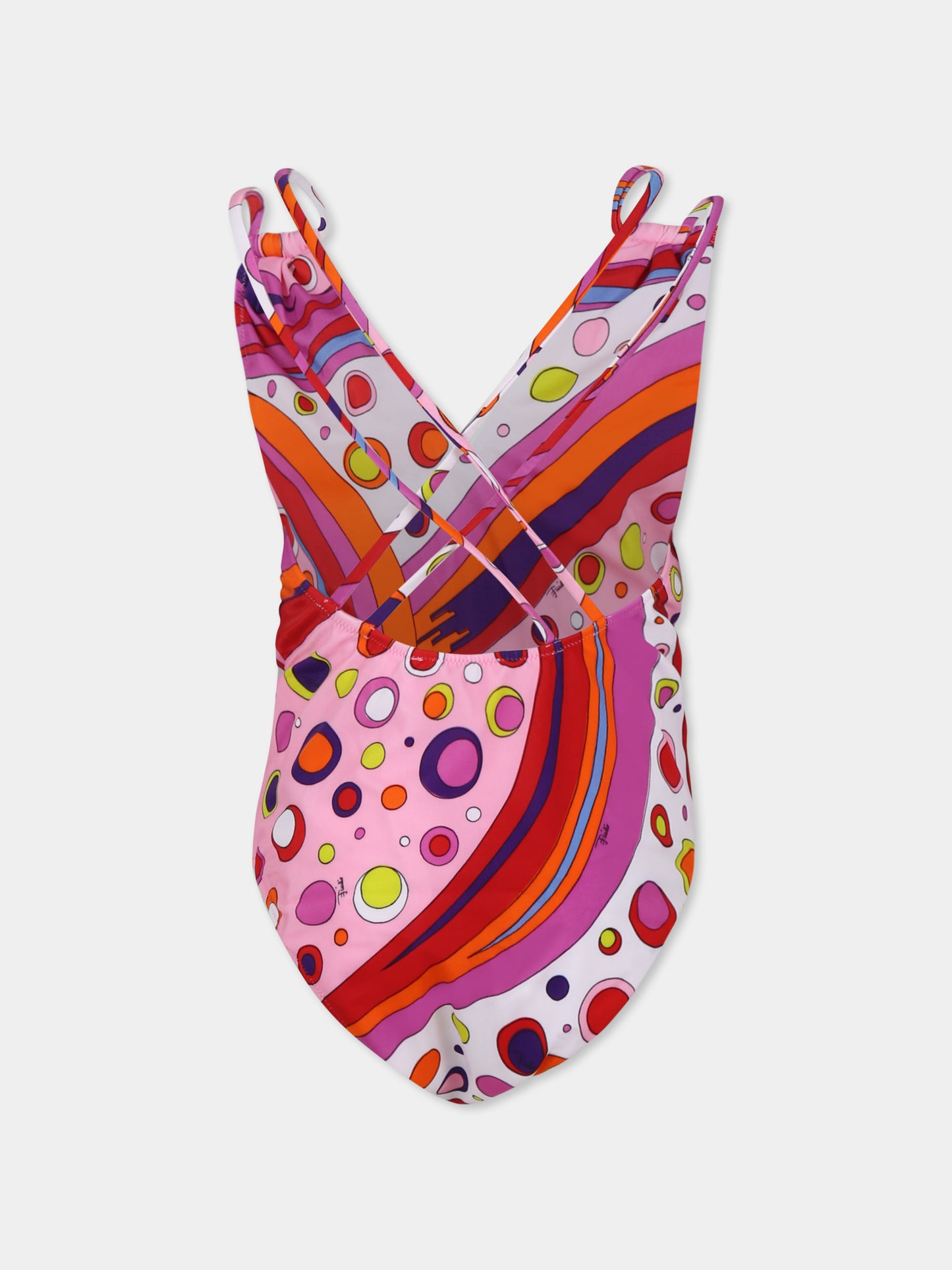 Multicolor swimsuit for girl with marble print