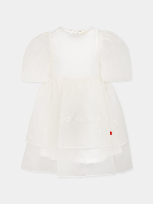 White dress for girl with writing