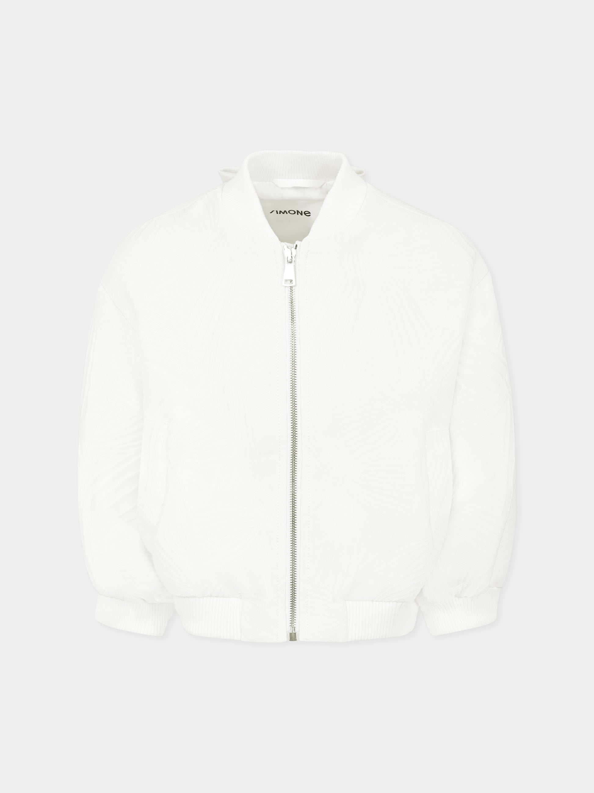 Bomber bianco per bambina con fiocco all over,Simonetta,SW2A17 U0207 101BC