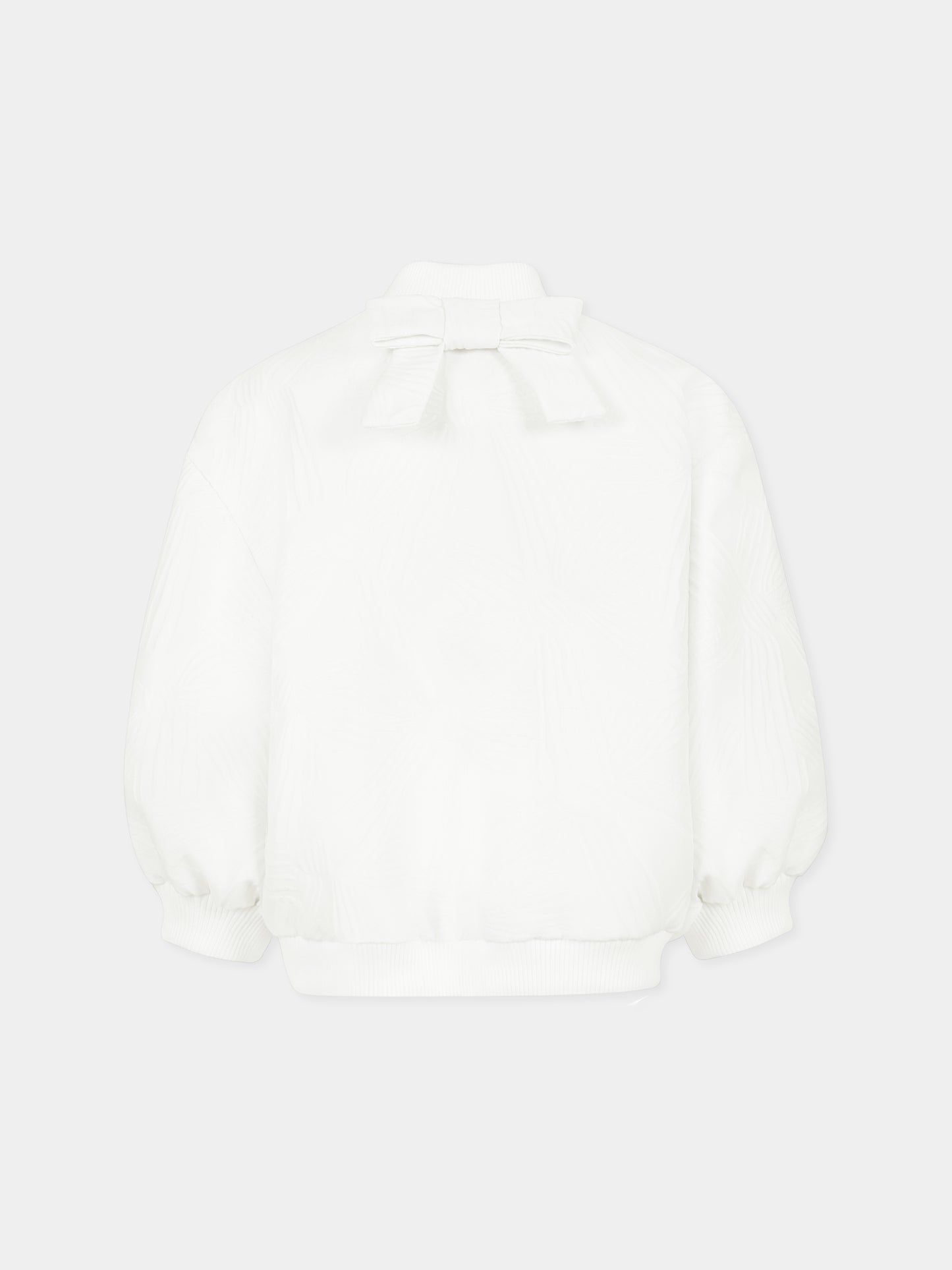 Bomber bianco per bambina con fiocco all over,Simonetta,SW2A17 U0207 101BC