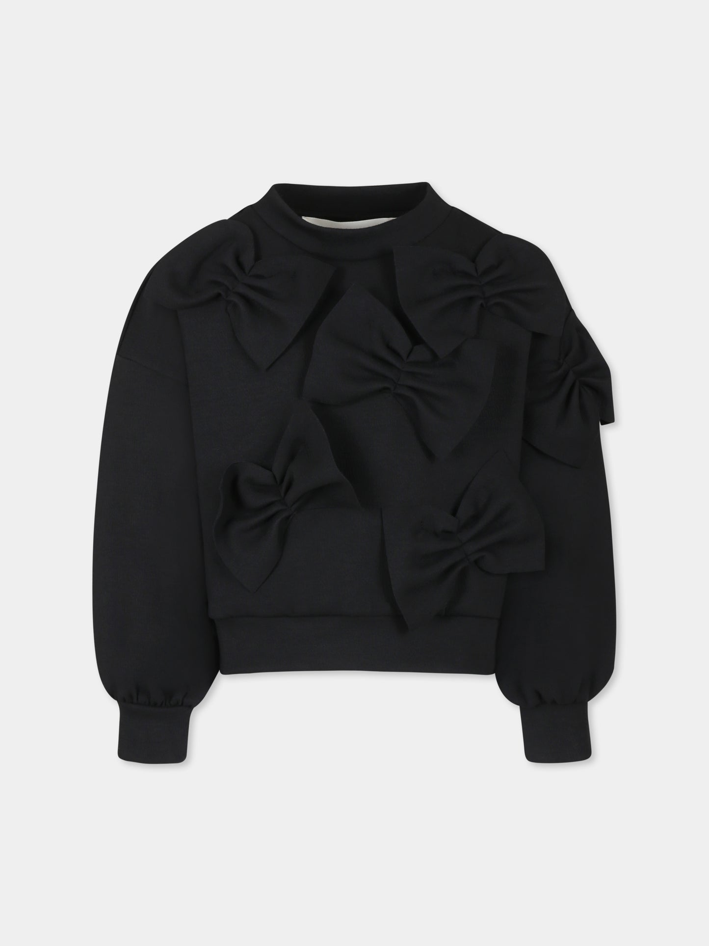 Felpa nera per bambina con fiocchi,Simonetta,SW4A00 F0198 930