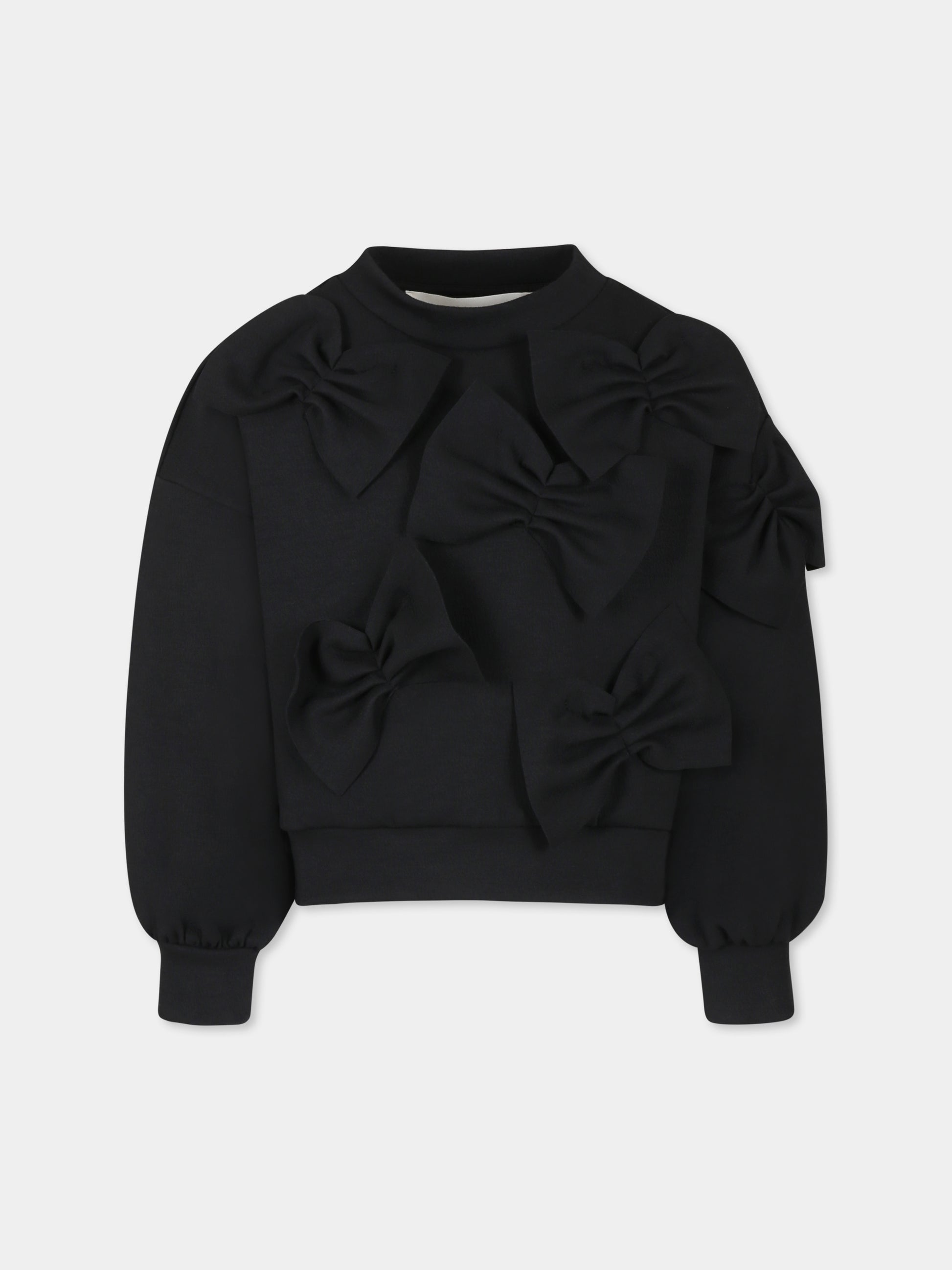 Felpa nera per bambina con fiocchi,Simonetta,SW4A00 F0198 930